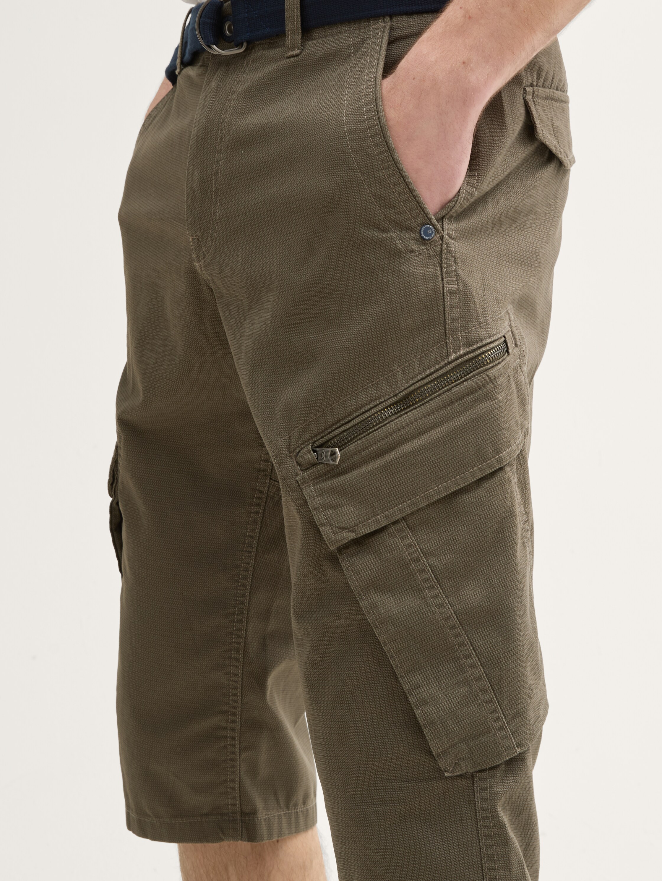 TTMAX Cargo shorts met riem over de knie - olive_mesh_print - 