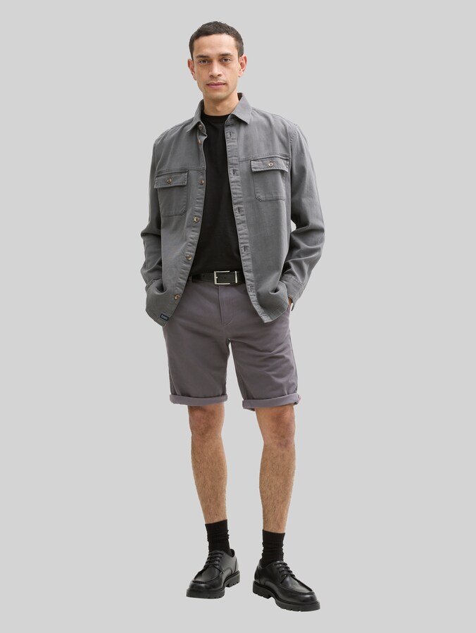 Slanke chino shorts door Men, Tarmac Grey