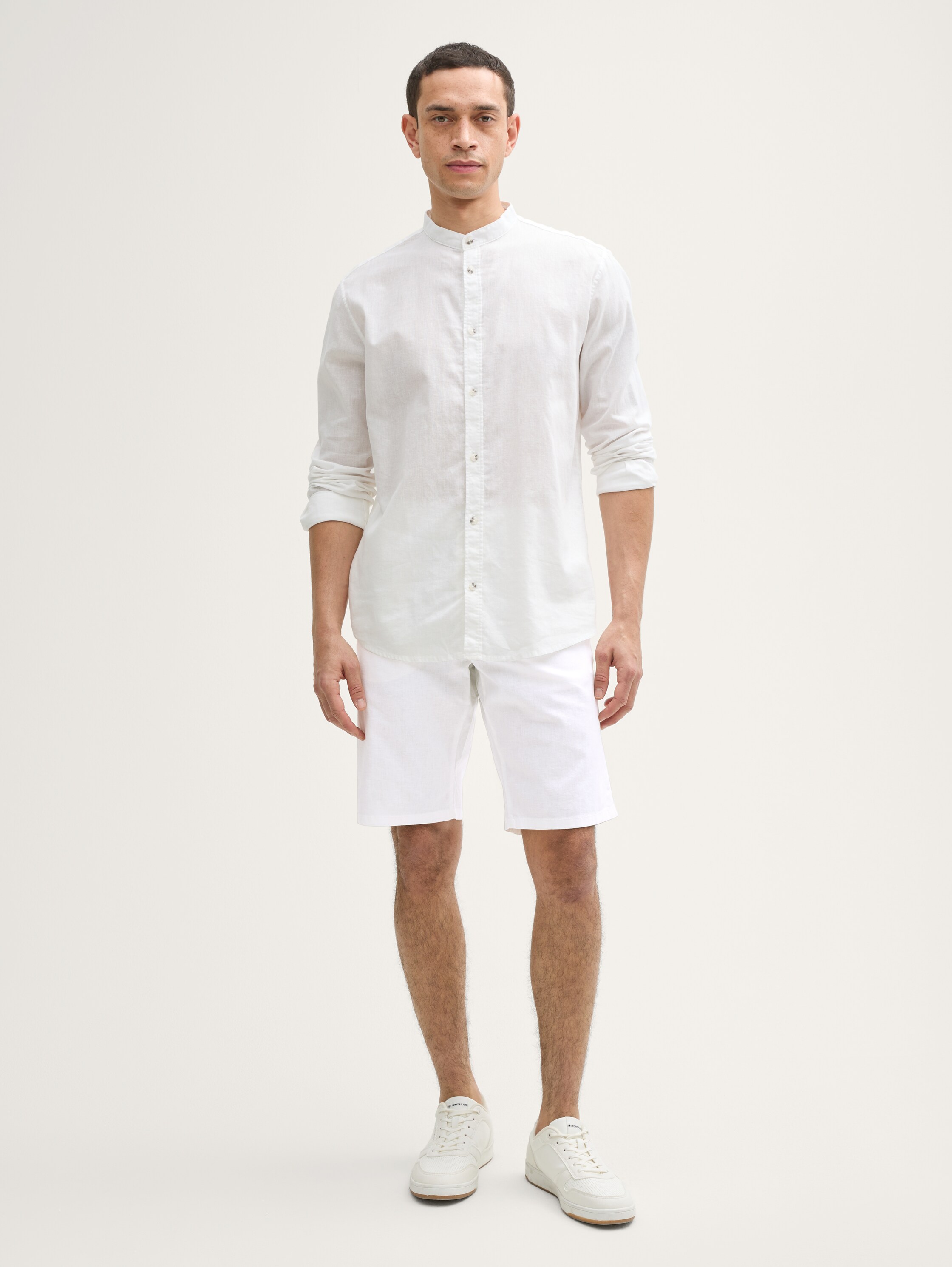 Slim Chino Shorts mit Leinenanteil - white - 