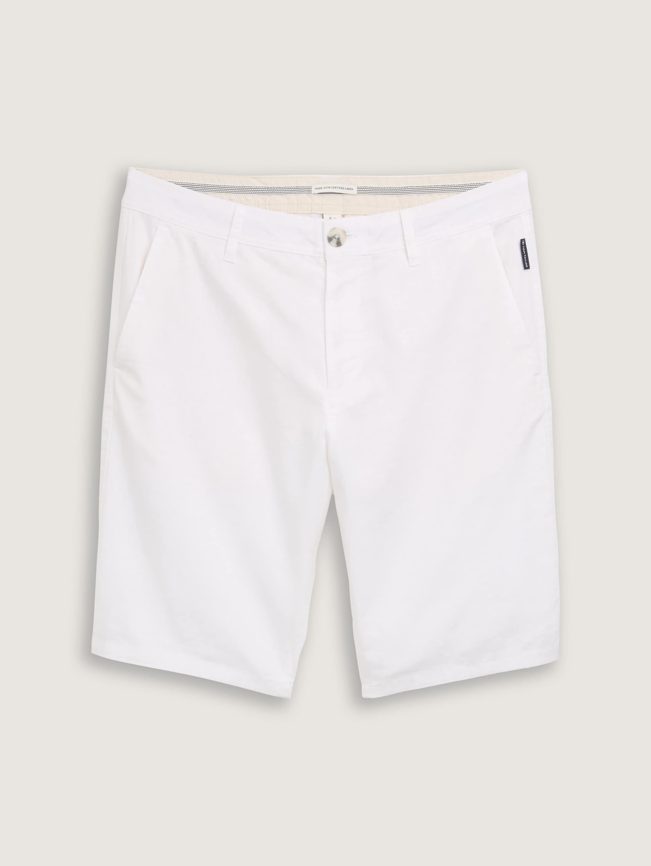 Slim Chino Shorts mit Leinenanteil - white - 