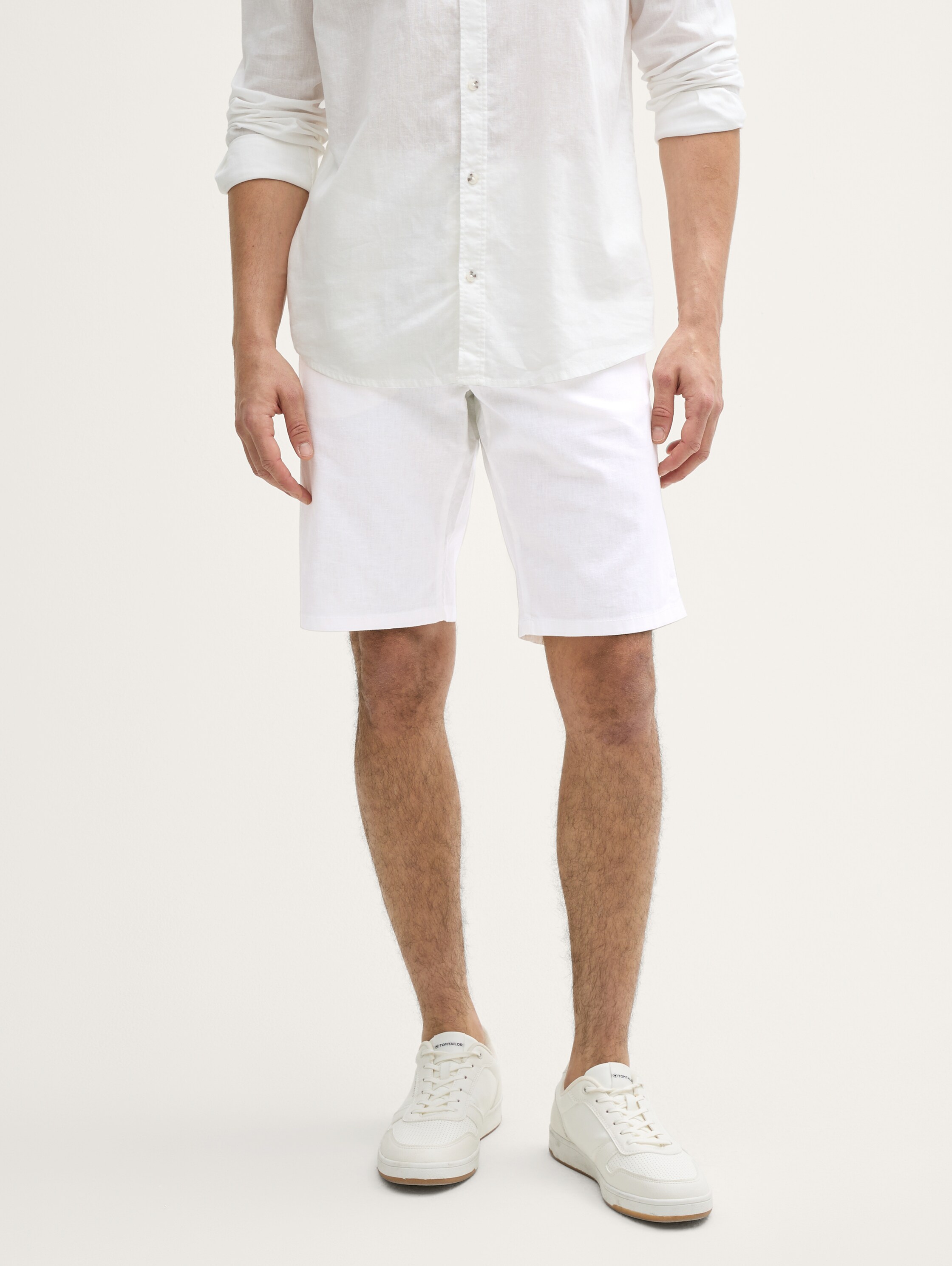 Slim Chino Shorts mit Leinenanteil - white - 