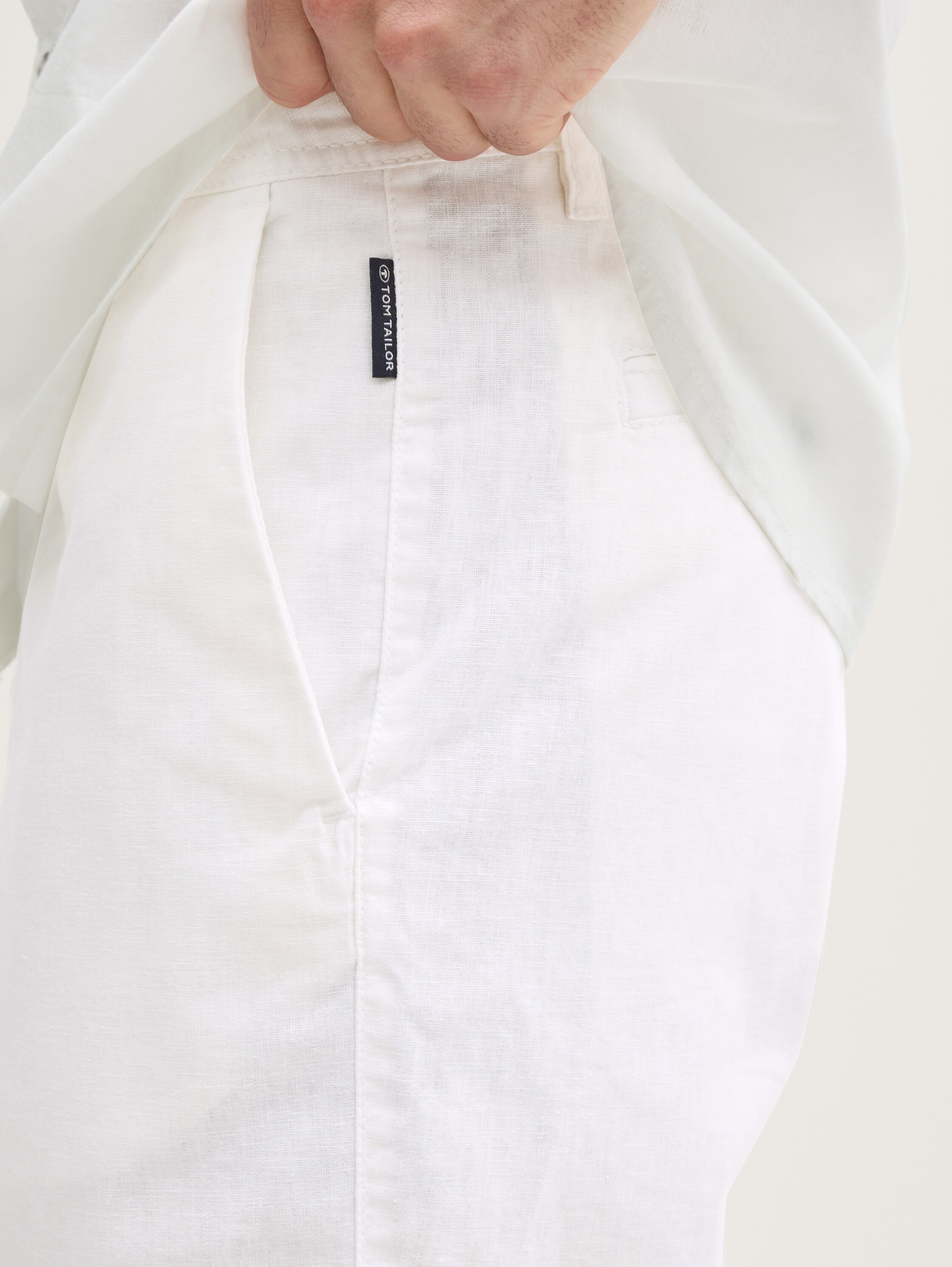 Slim Chino Shorts mit Leinenanteil - white - 