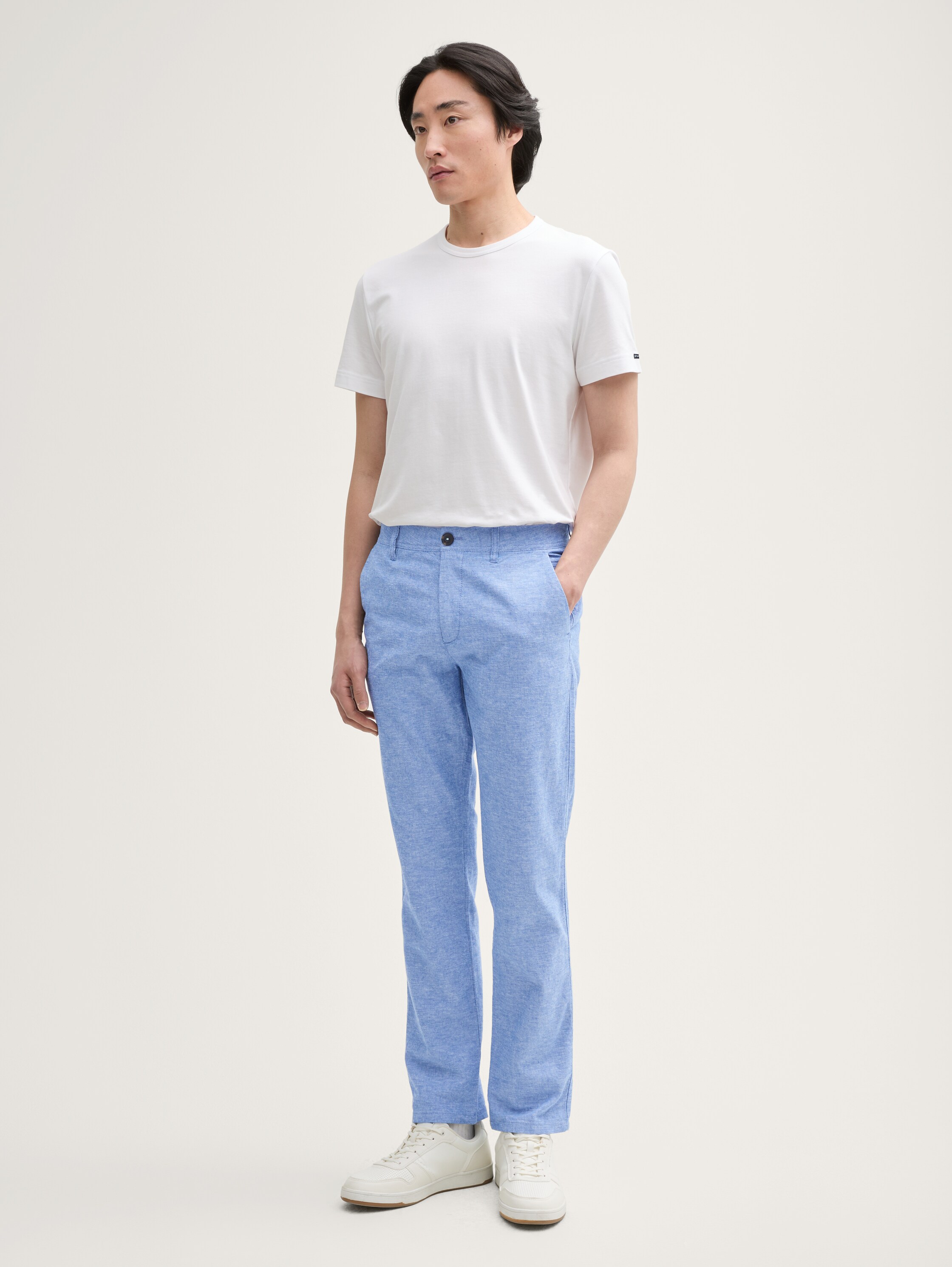 Normale chino-broek met linnen - sapphire_blue_chambray - 