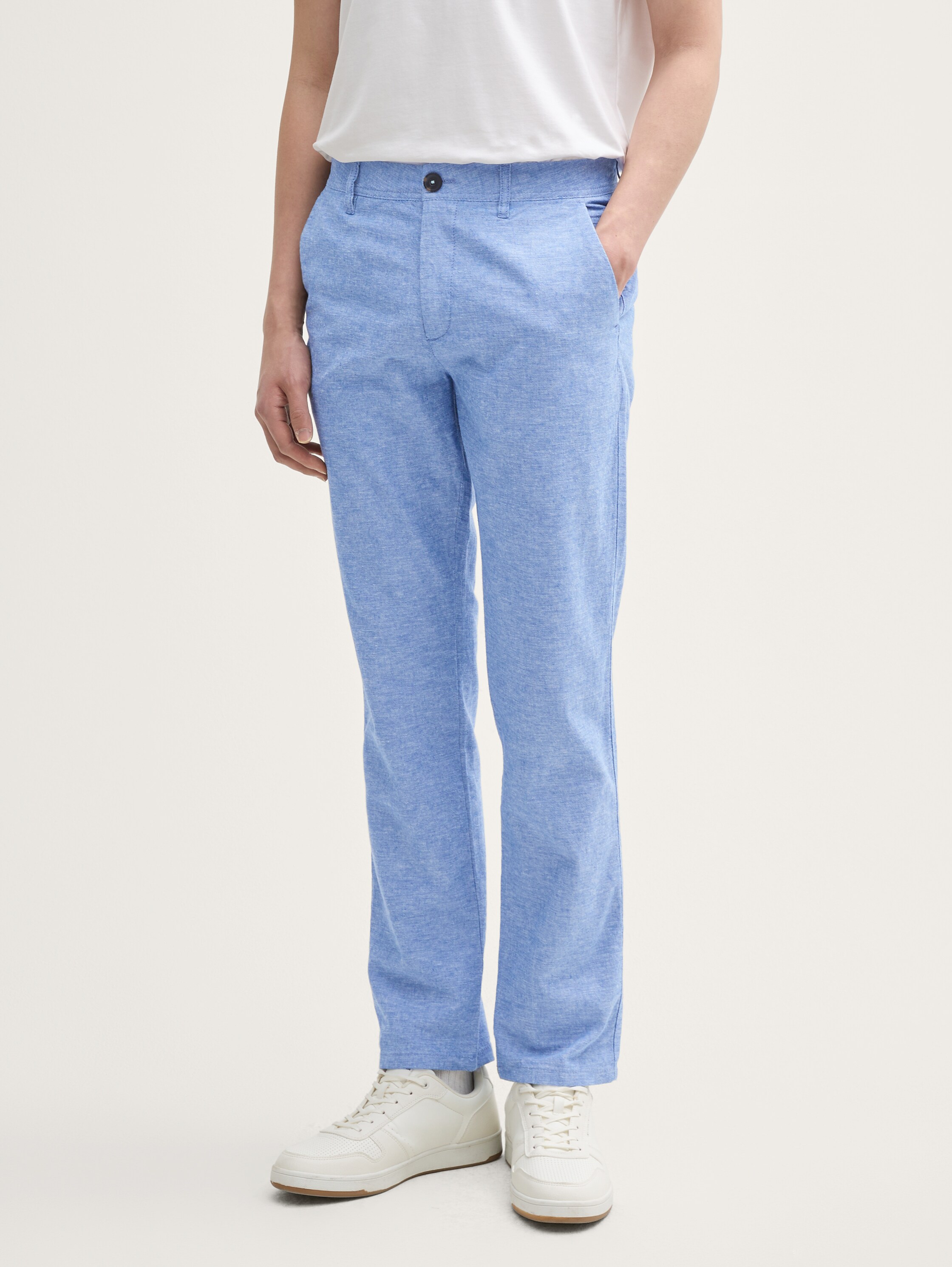 Normale chino-broek met linnen - sapphire_blue_chambray - 