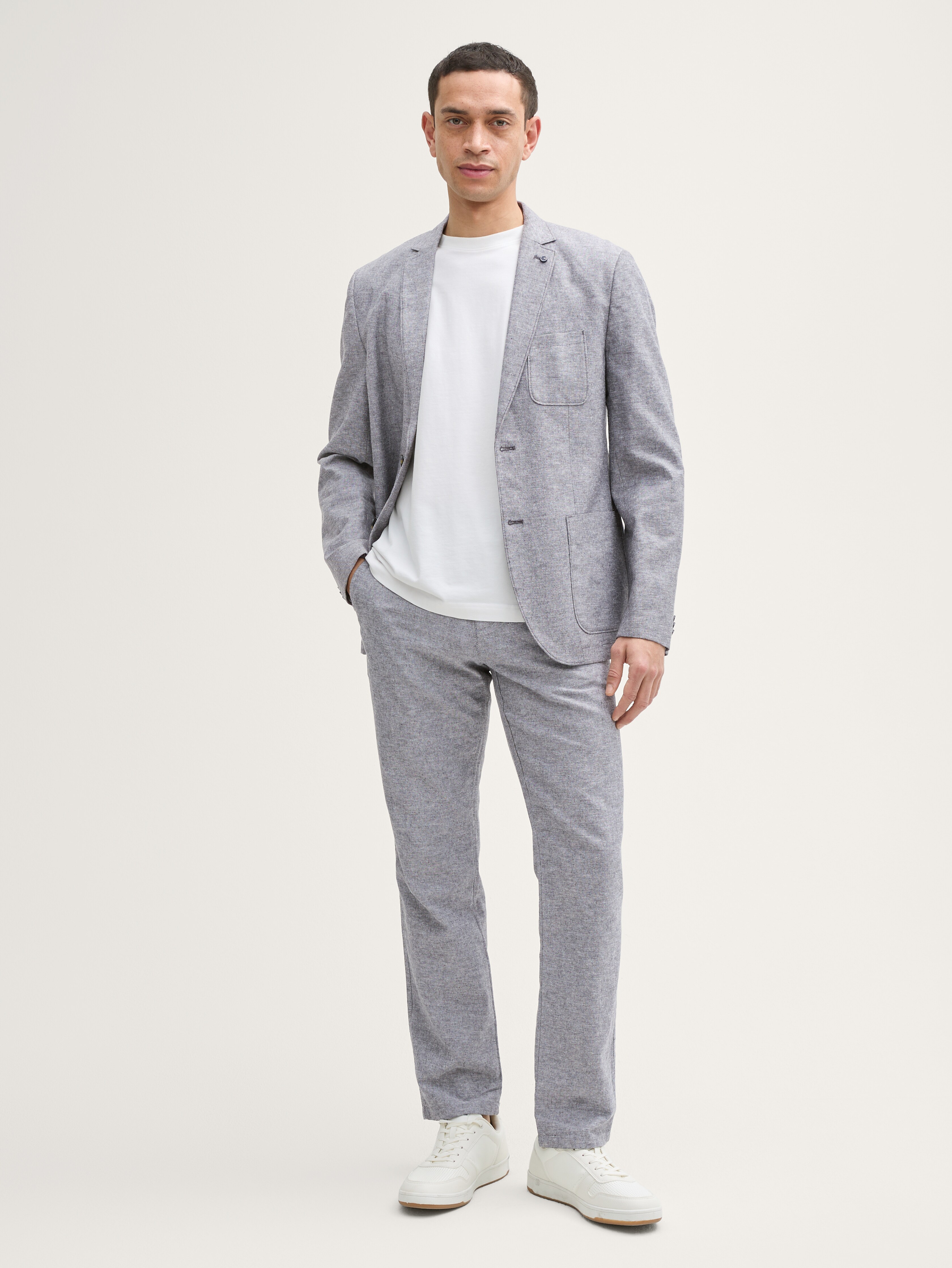 Regular chino trousers with linen content by Tom Tailor