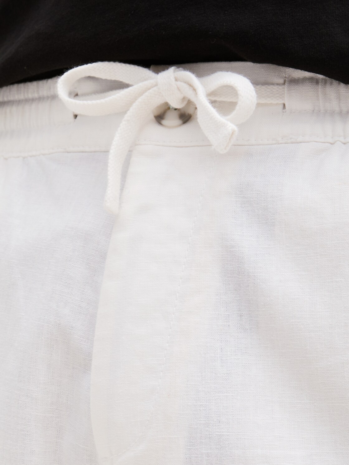 Regular Shorts mit Leinenanteil - White - Detail-Model-Ansicht