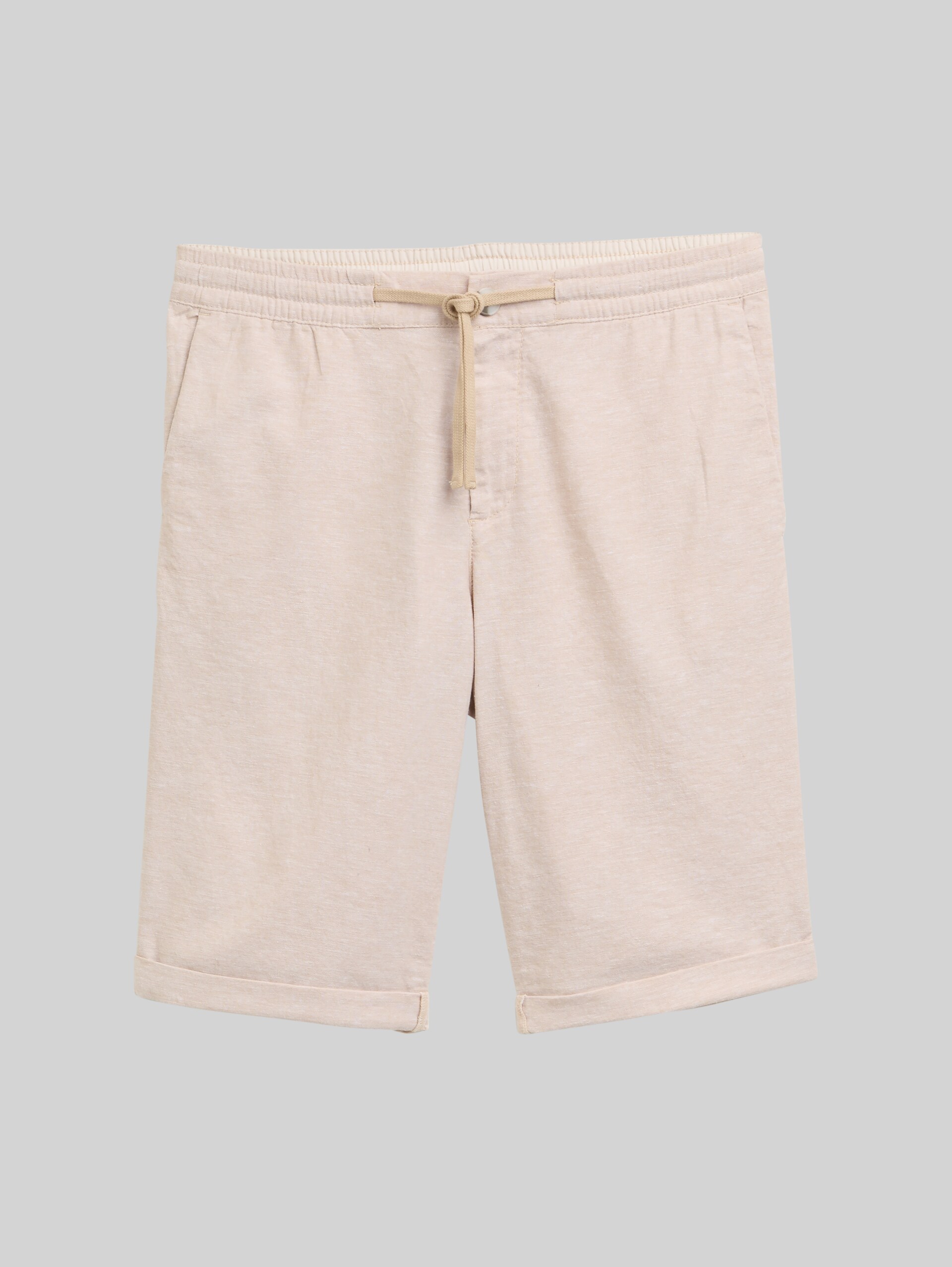 Regular shorts with linen content - silver ecru chambray - Front product view