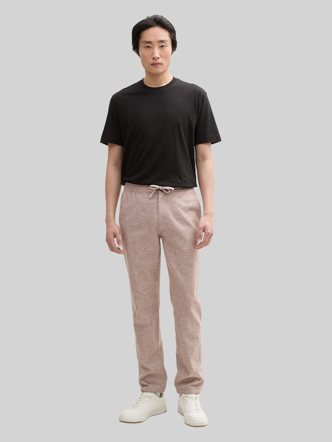 Pantalon Regular Chino avec du lin par Men, mocha brown chambray
