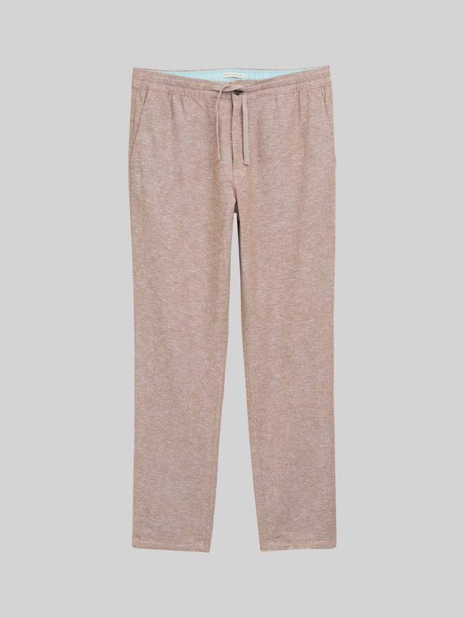 Normale chino-broek met linnen door Men, mocha brown chambray