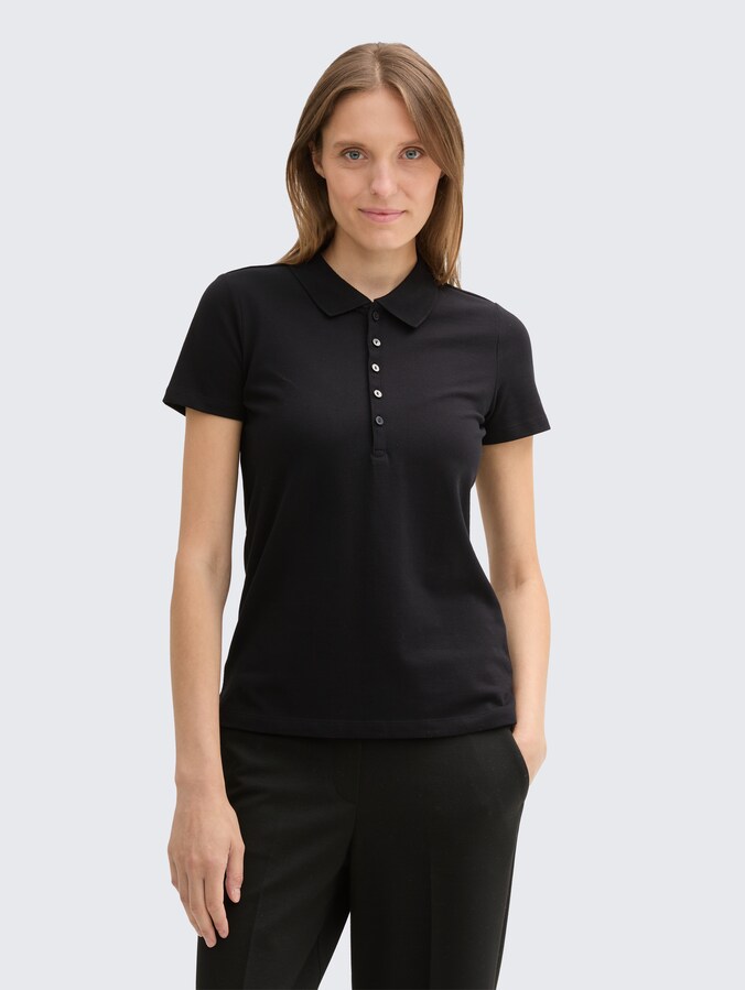 Polo en piqué stretch par Women, deep black