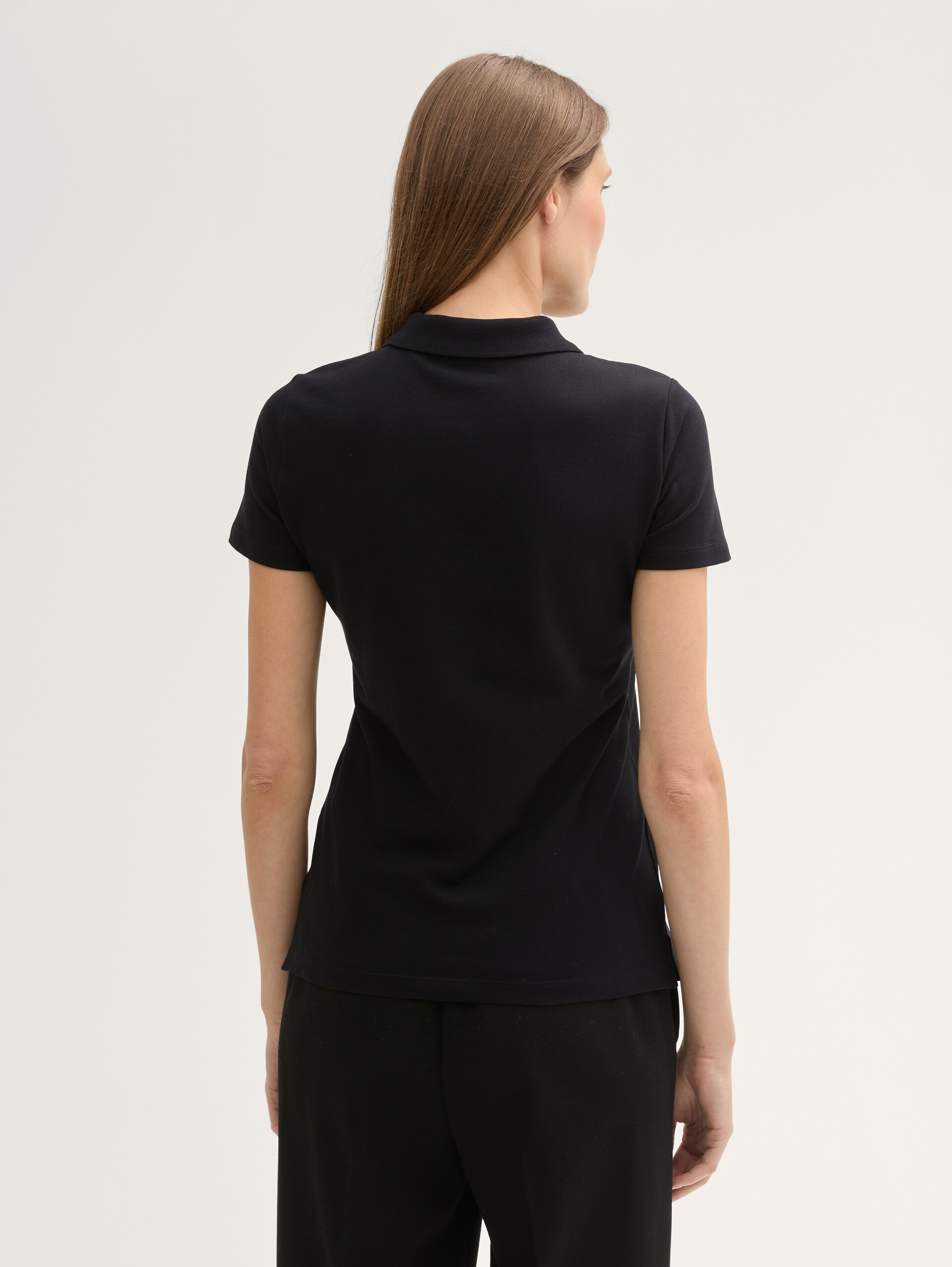 Poloshirt van stretchpiqué - deep black
