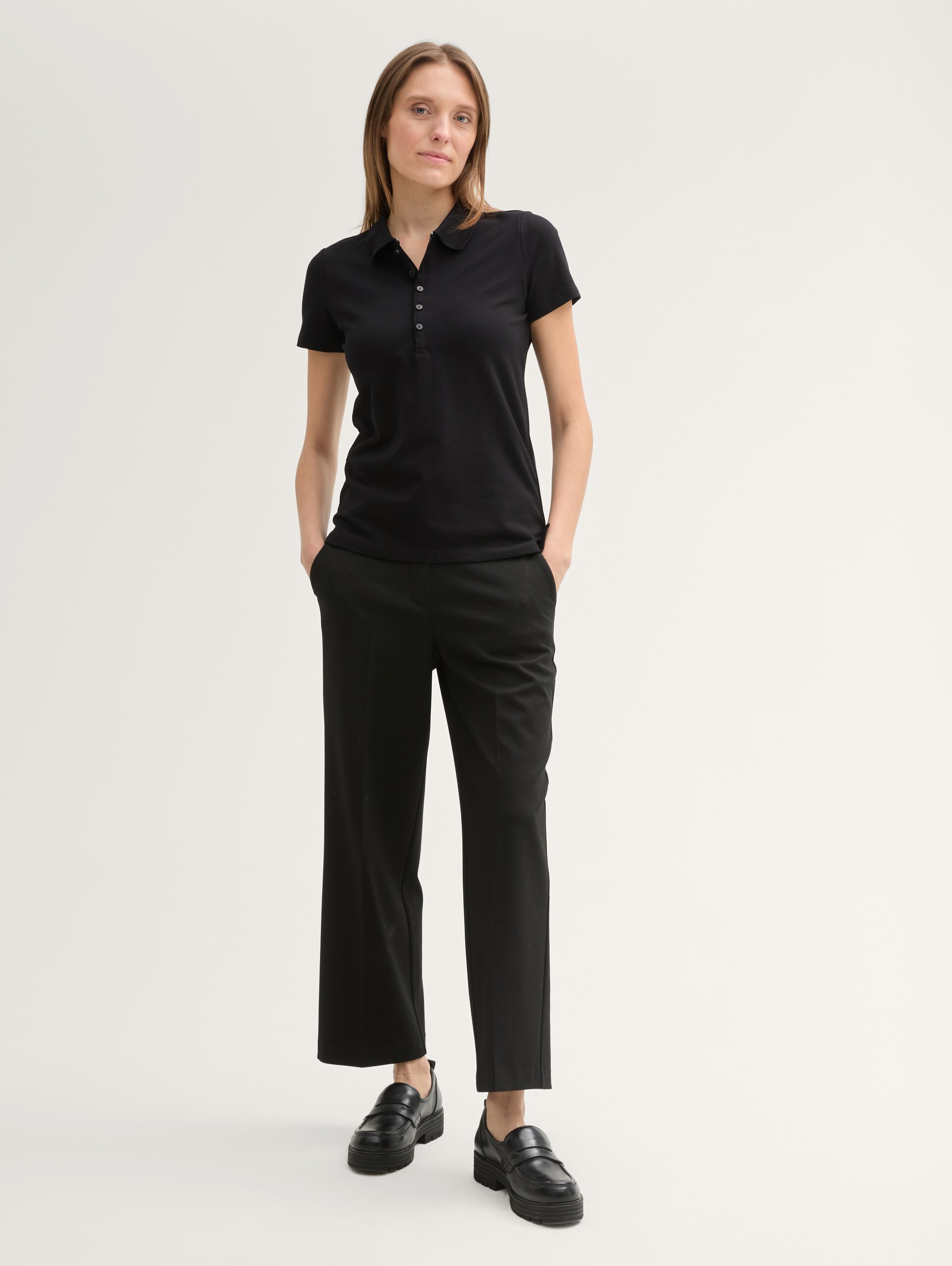 Poloshirt van stretchpiqué - deep black
