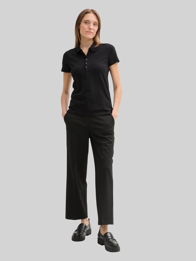 Poloshirt aus Stretch Piqué von Women, deep black