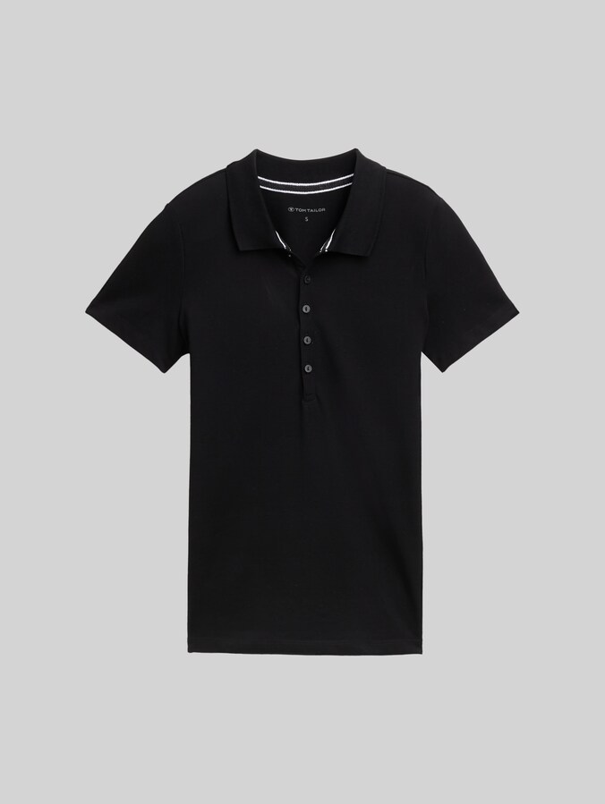 Poloshirt aus Stretch Piqué von Women, deep black