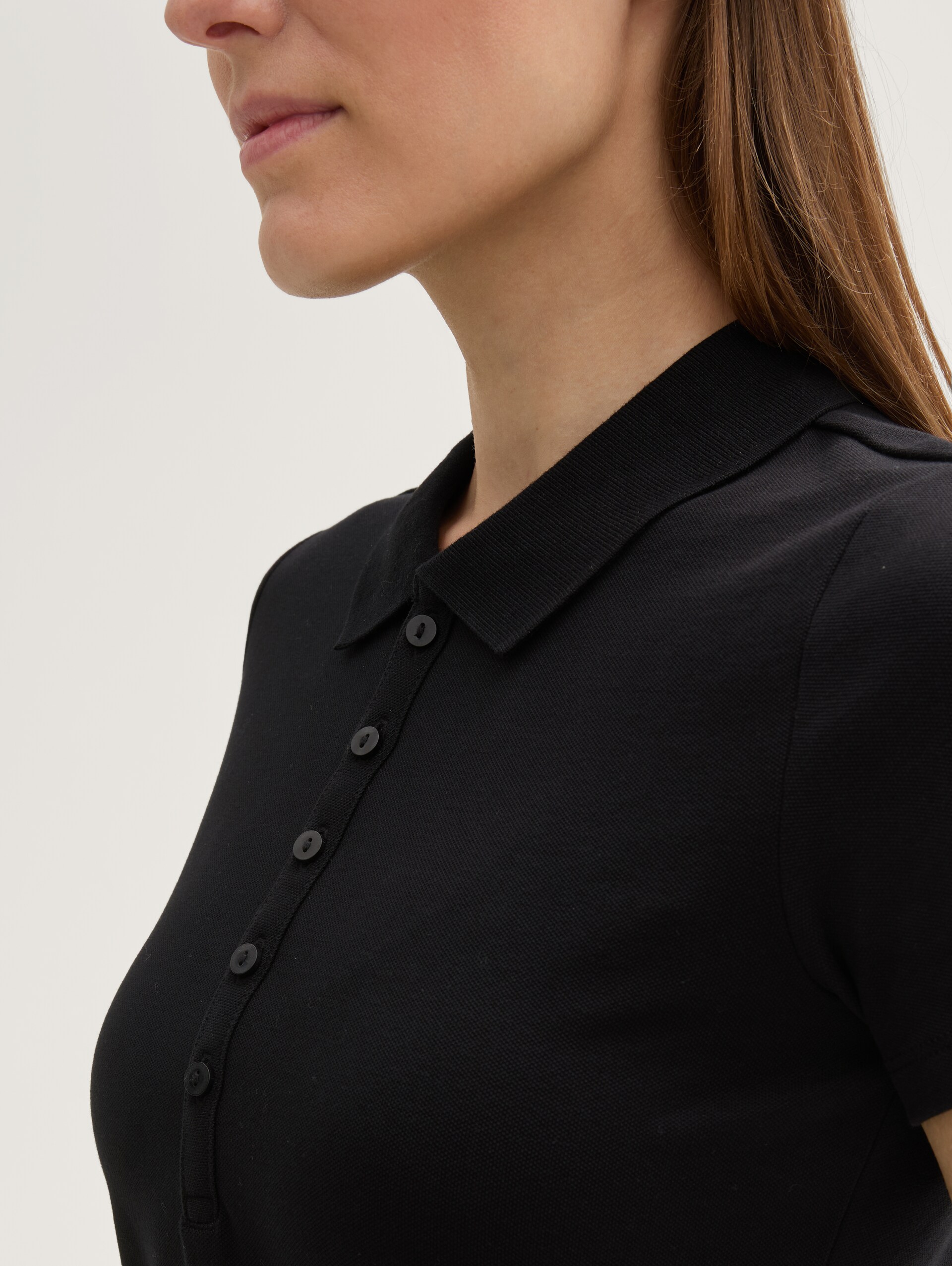 Poloshirt van stretchpiqué - deep black