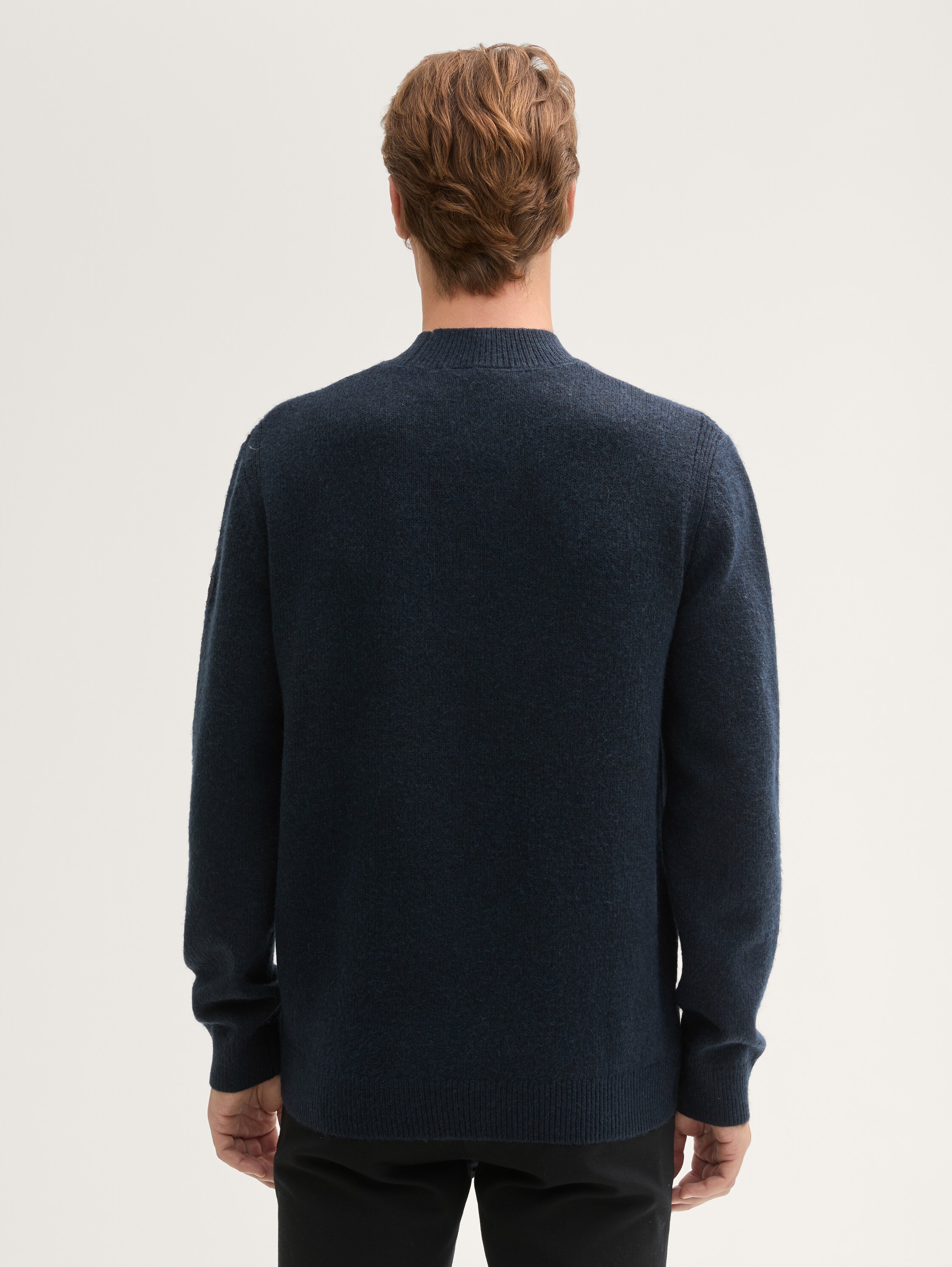 Soft-Touch Strickpullover mit Stehkragen - sky_captain_black_core - 