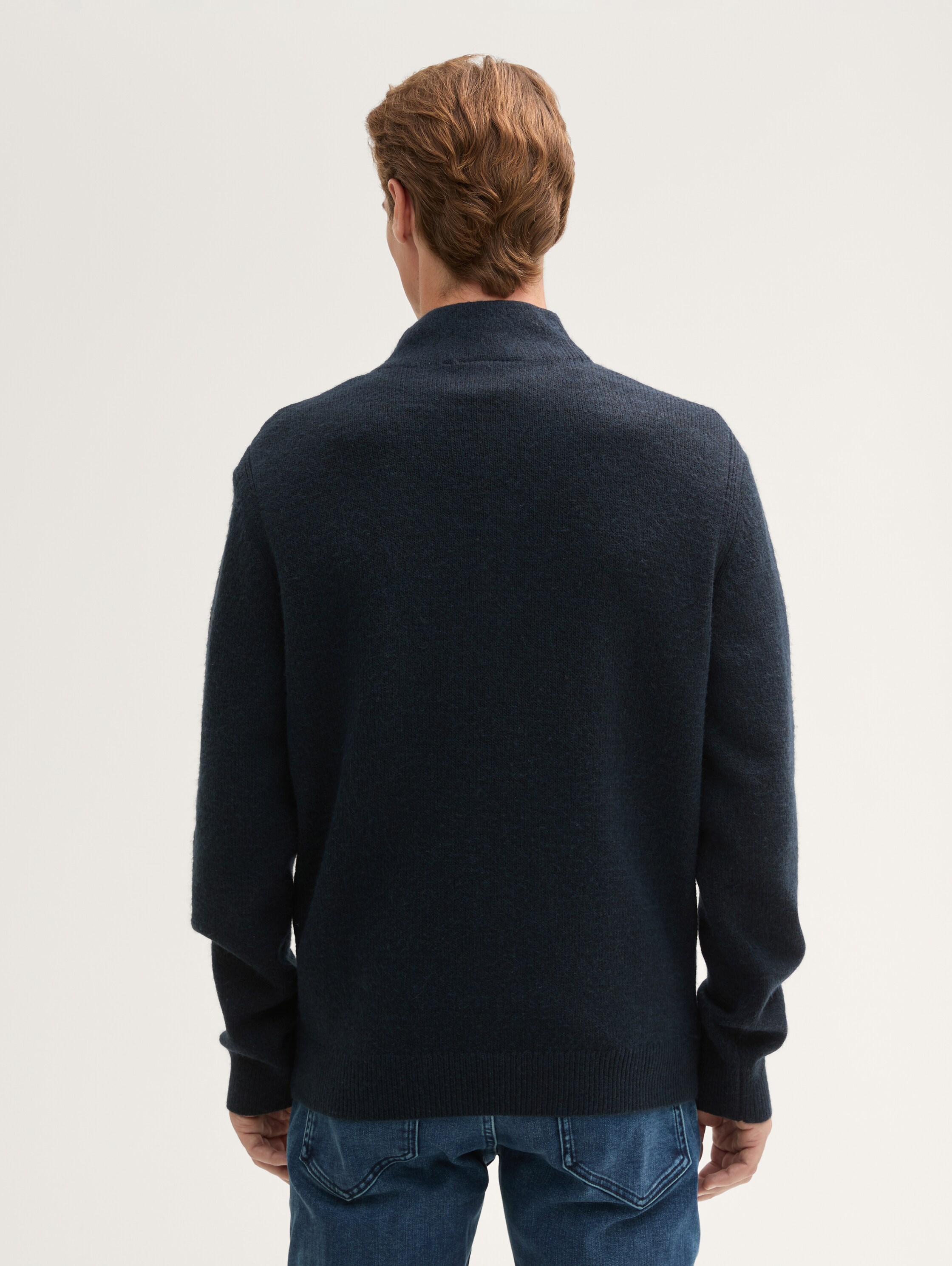 Soft-Touch Troyer Strickpullover - sky_captain_black_core - 