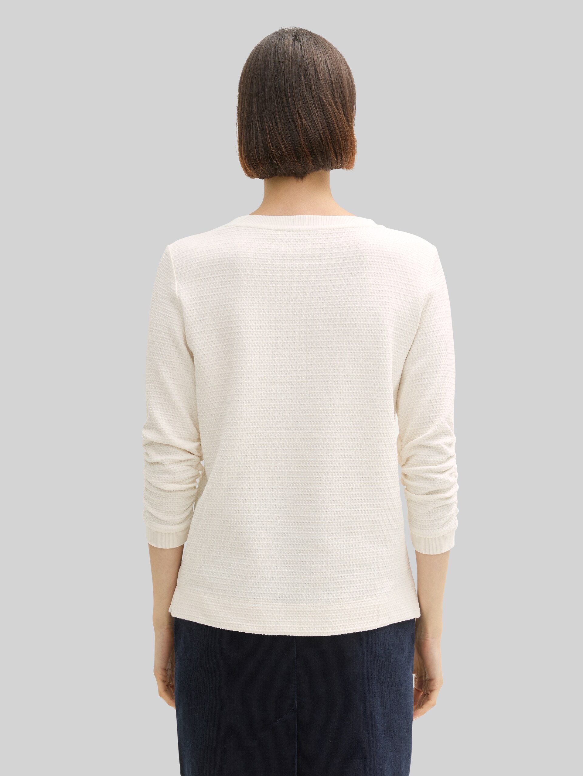 Jacquard sweatshirt - Whisper White - Neckline model-back view