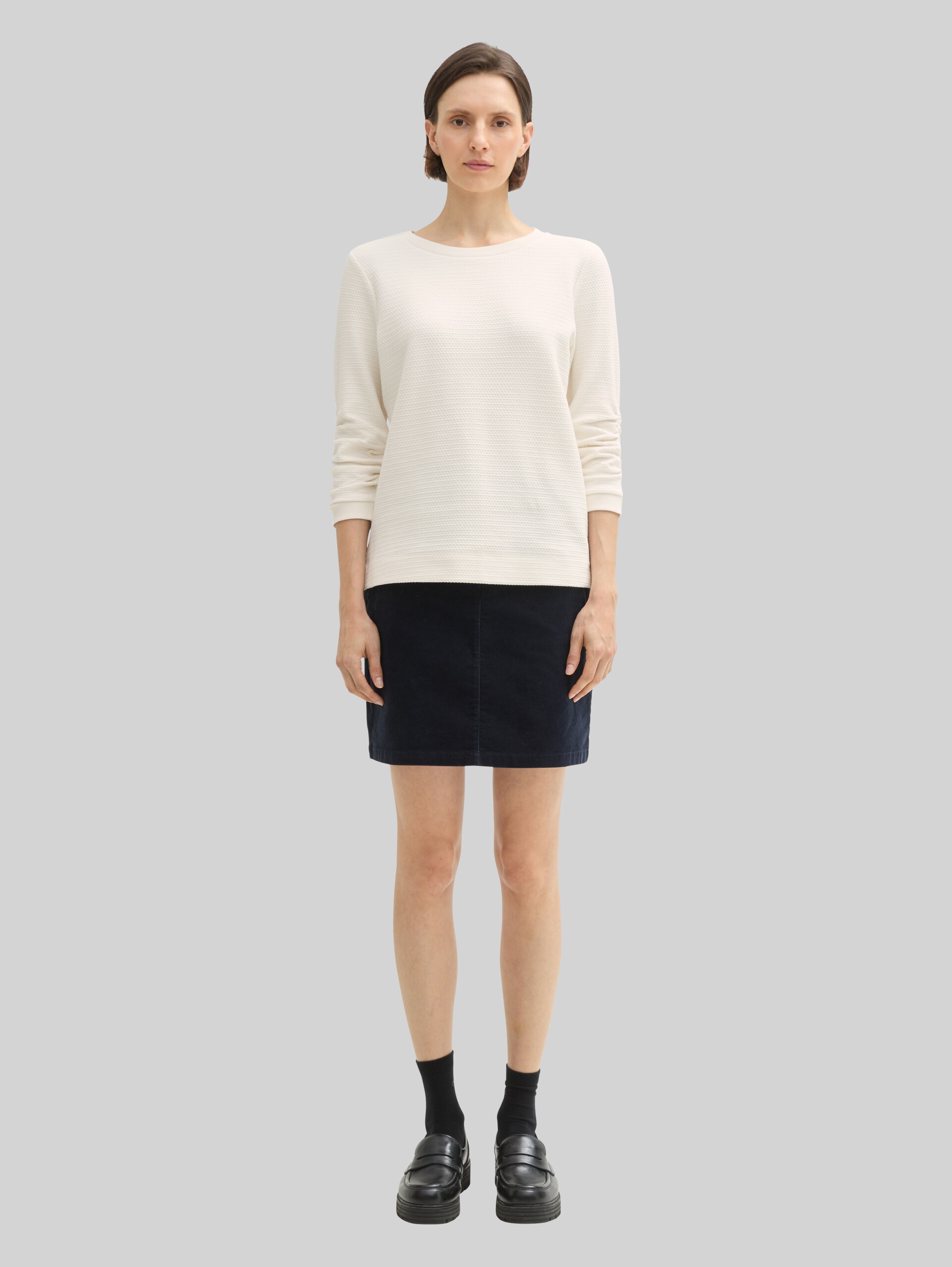 Jacquard sweatshirt - Whisper White - Model front view