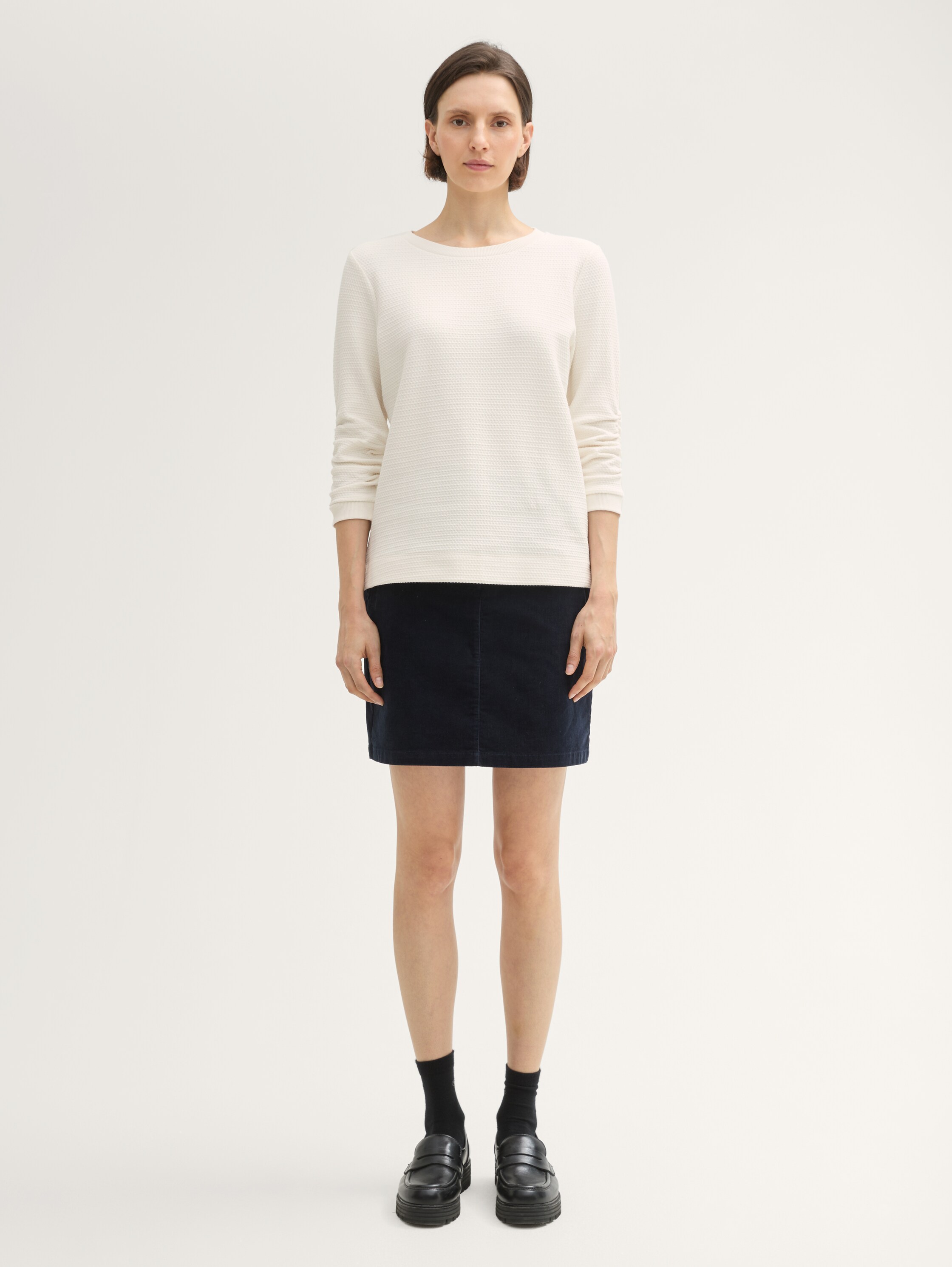 Jacquard sweatshirt - Whisper White - Model vooraanzicht