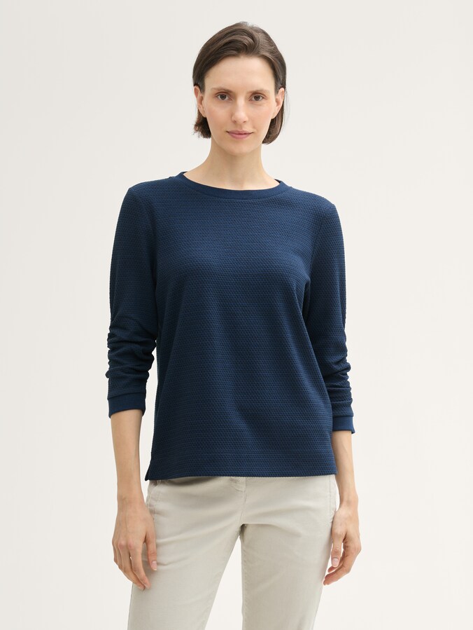 Jacquard sweatshirt door Women, sky captain blue