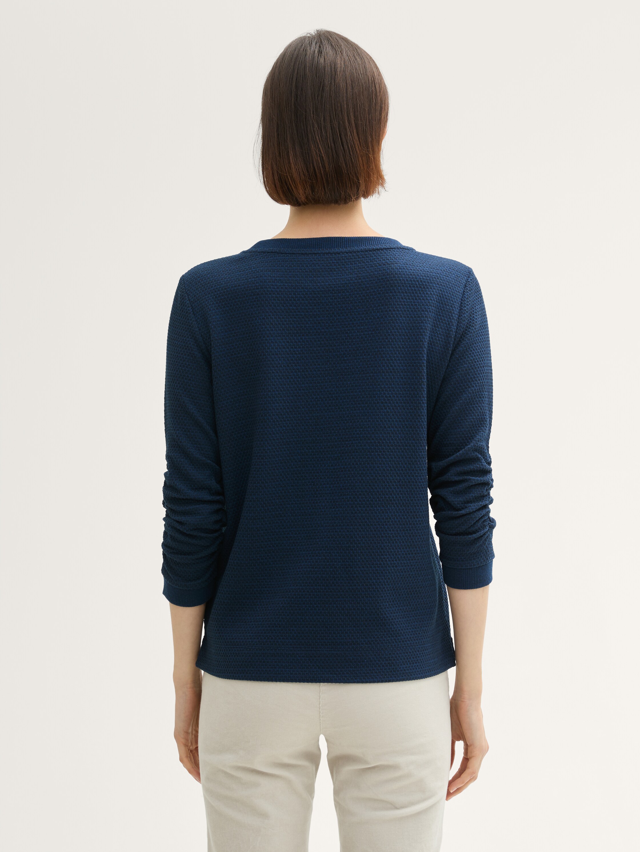 Jacquard sweatshirt - sky captain blue - Neklijn model-achteraanzicht