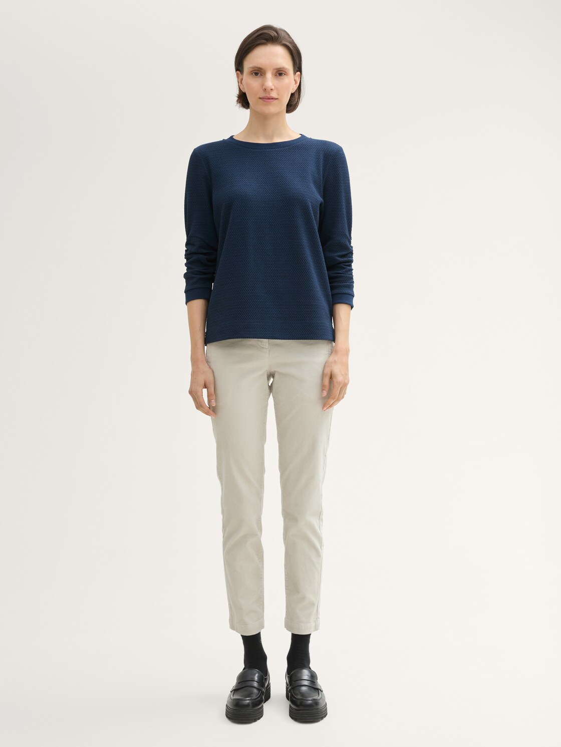 Jacquard Sweatshirt - sky captain blue - Model-Vorderansicht