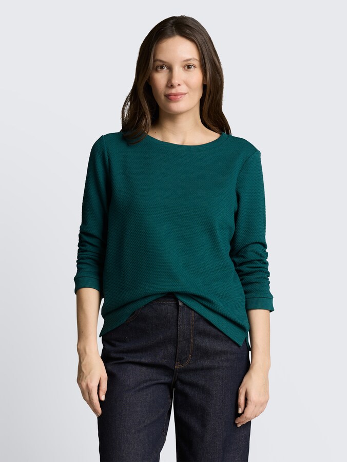 Jacquard sweatshirt by Women, Deep Meadow Green