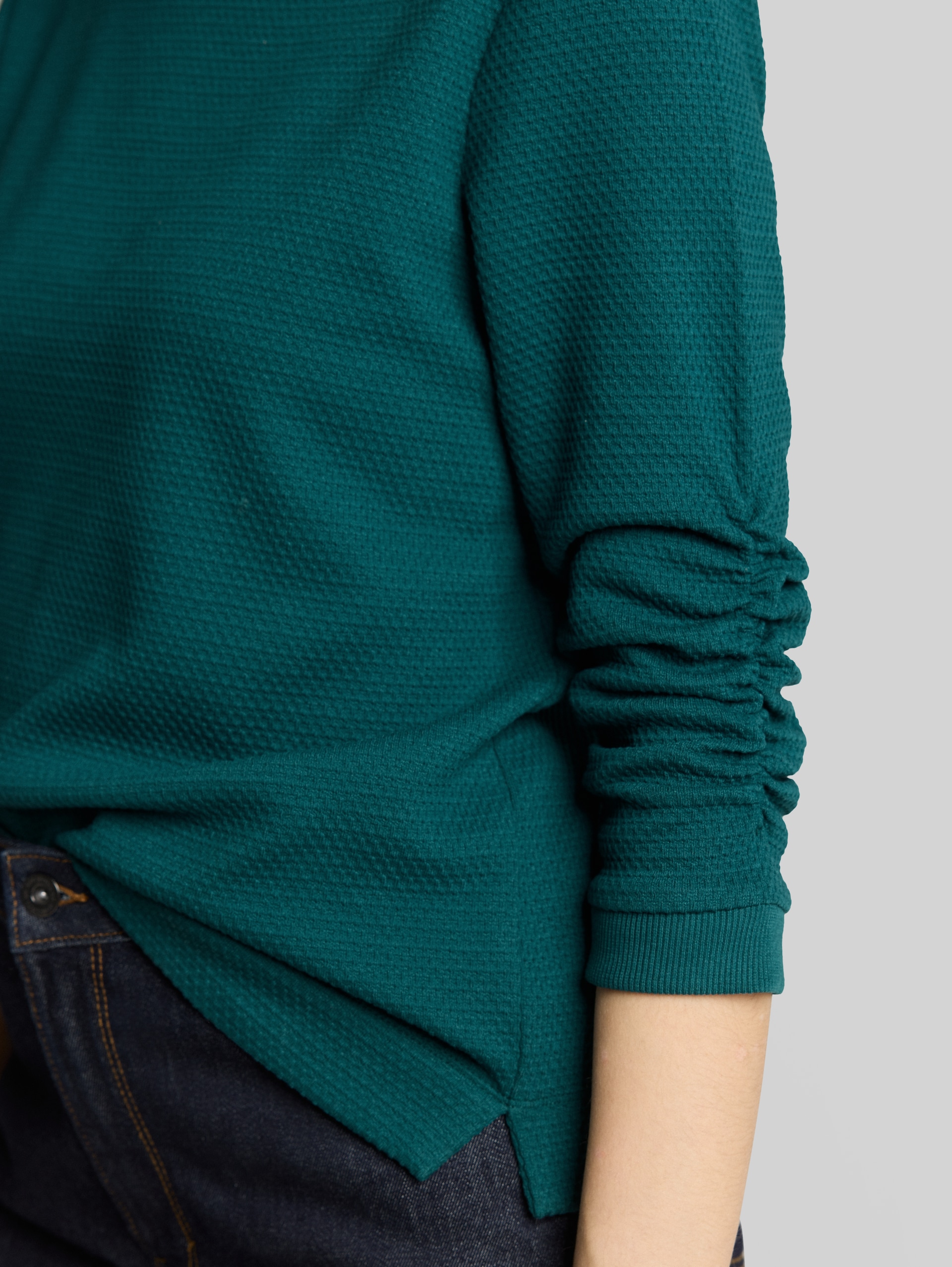 Jacquard sweatshirt - Deep Meadow Green - Detail model view