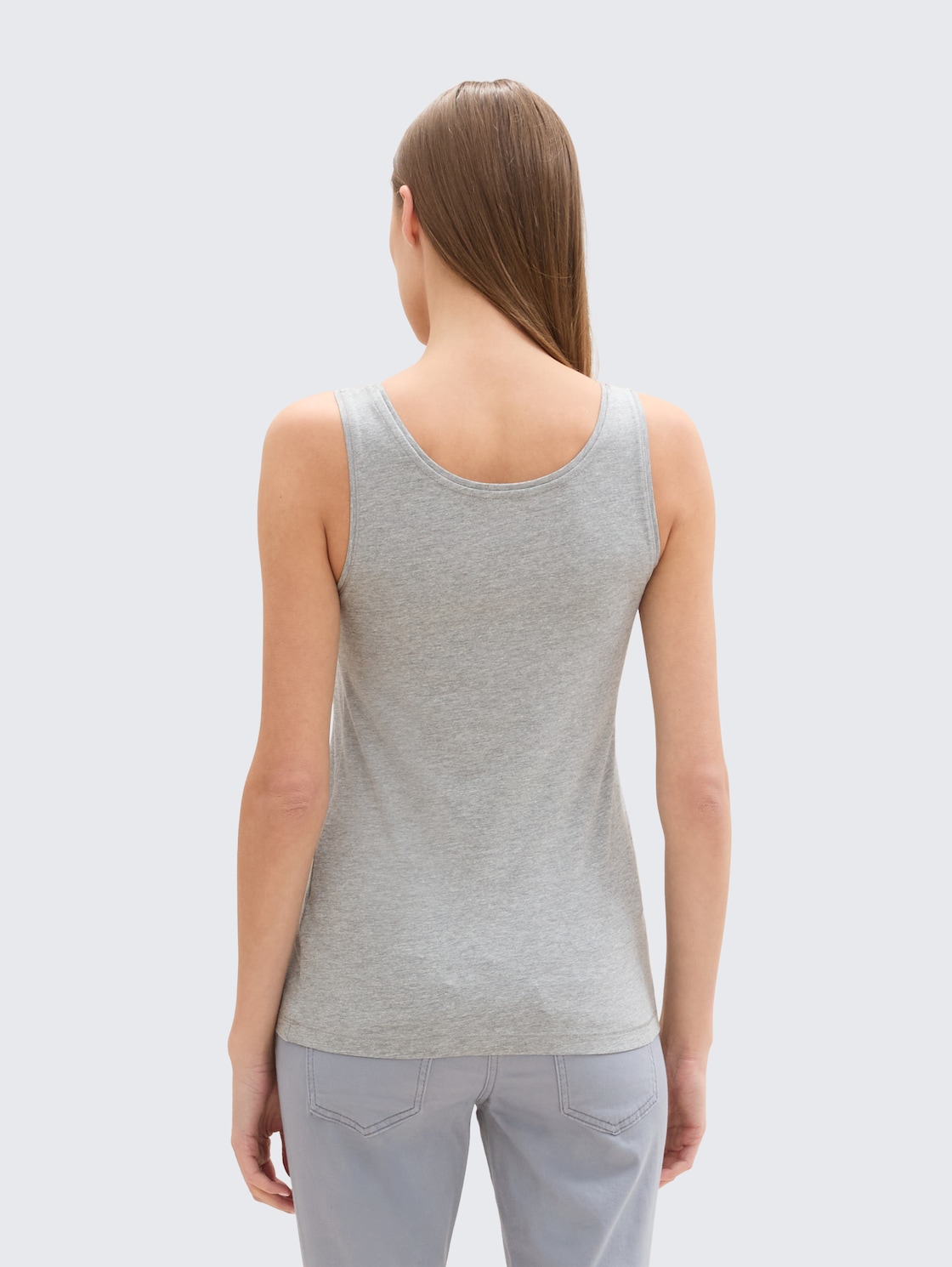 Basic Top im 2er-Pack - medium silver grey melange - Auschnitt Model-Rückansicht