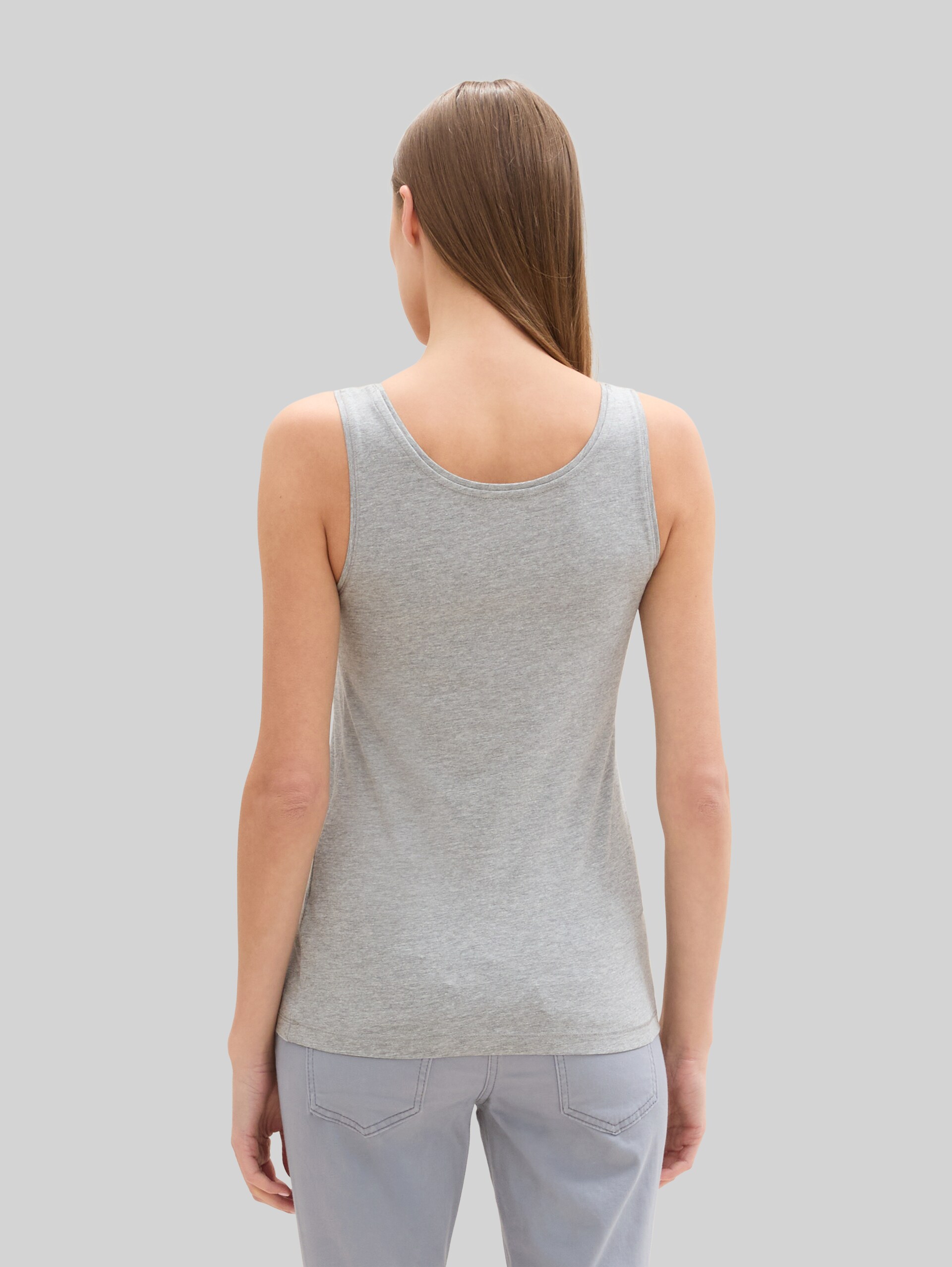 Basic top in a pack of 2 - medium silver grey melange - Neckline model-back view
