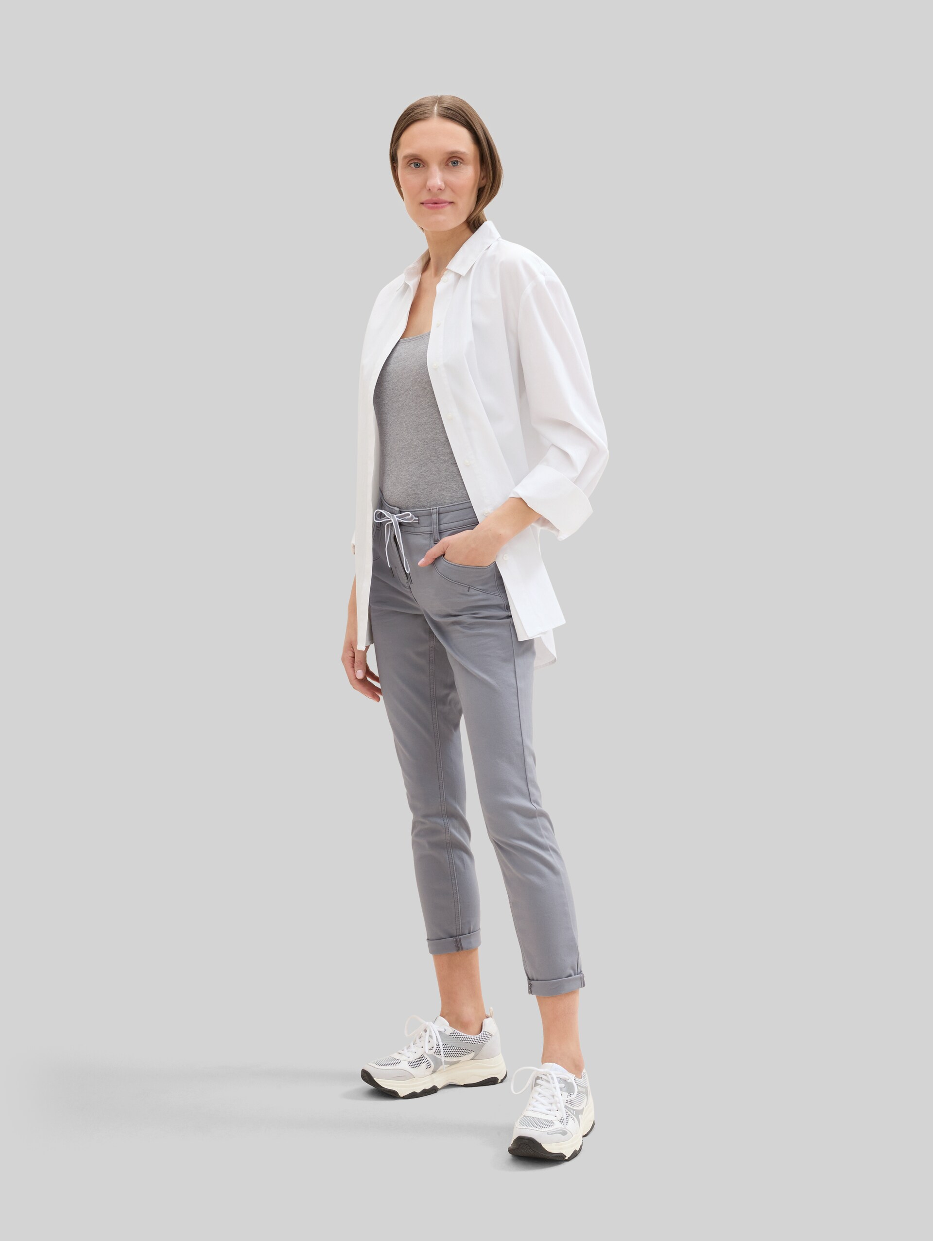 Basic top in a pack of 2 - medium silver grey melange - Model front view