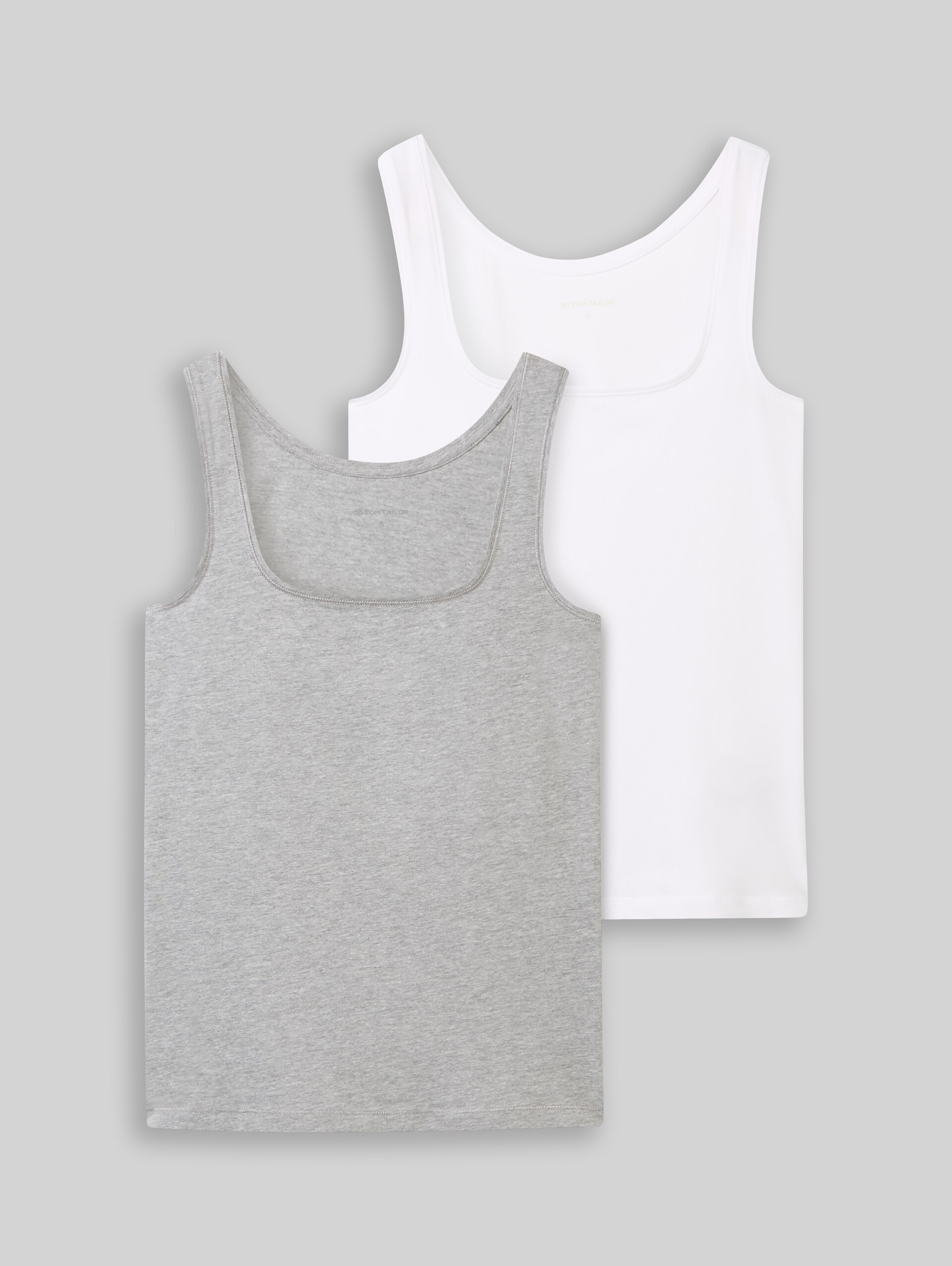 Basic top in a pack of 2 - medium silver grey melange - Front product view