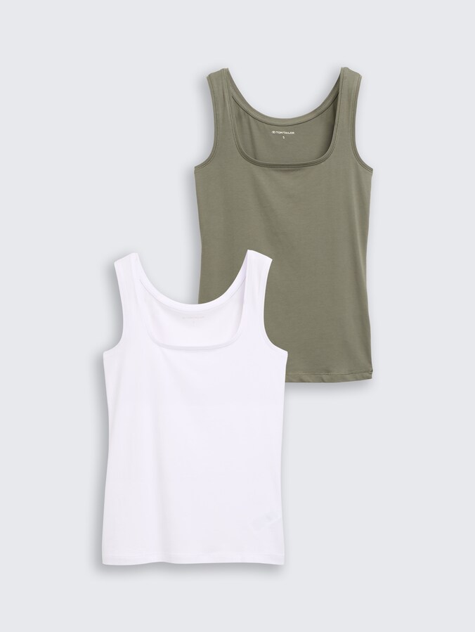 Basic top in 2-pack door Women, cloudy green