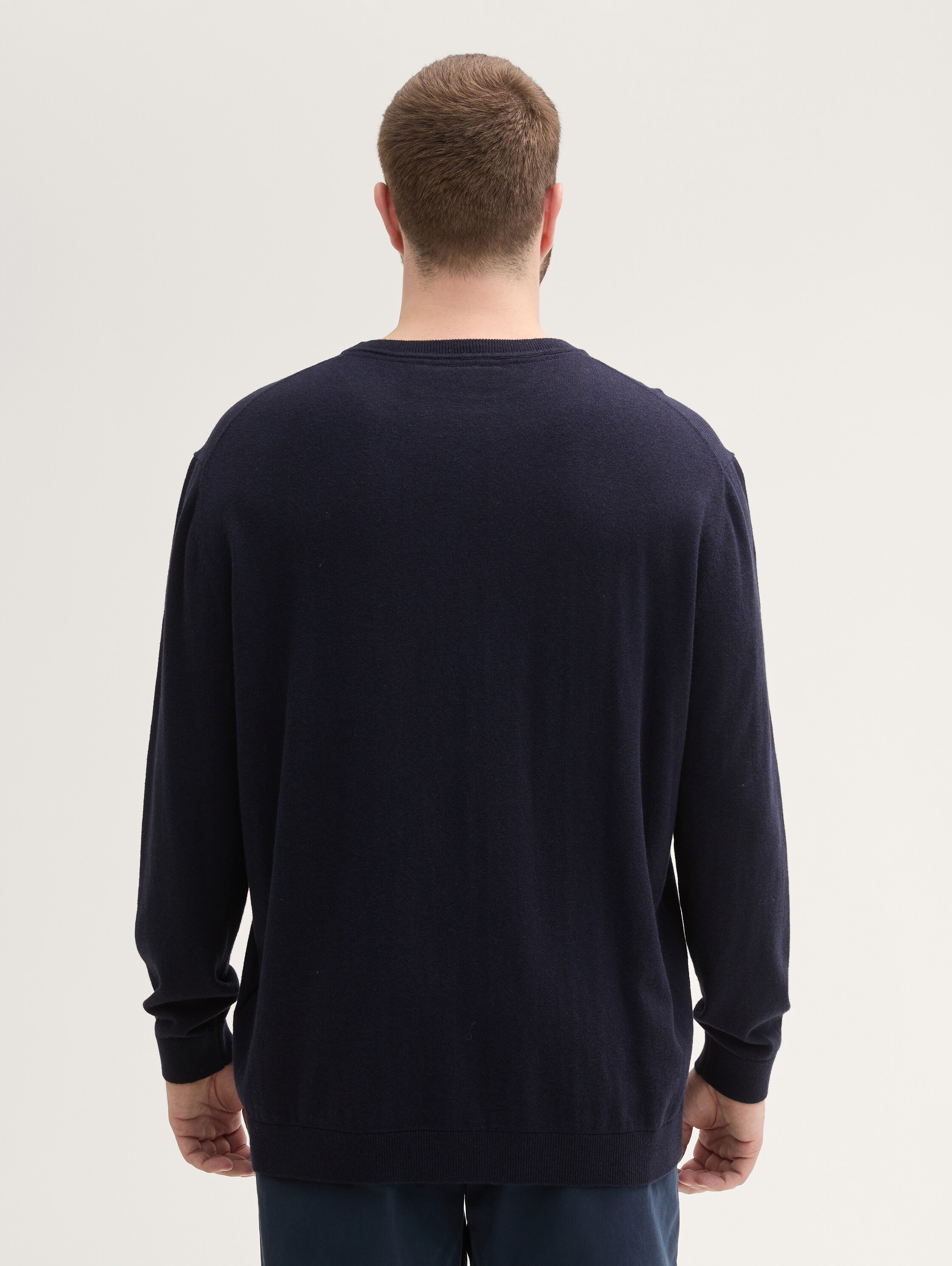 Plus Size - Strickpullover mit recyceltem Kaschmir - knitted_navy_melange - 