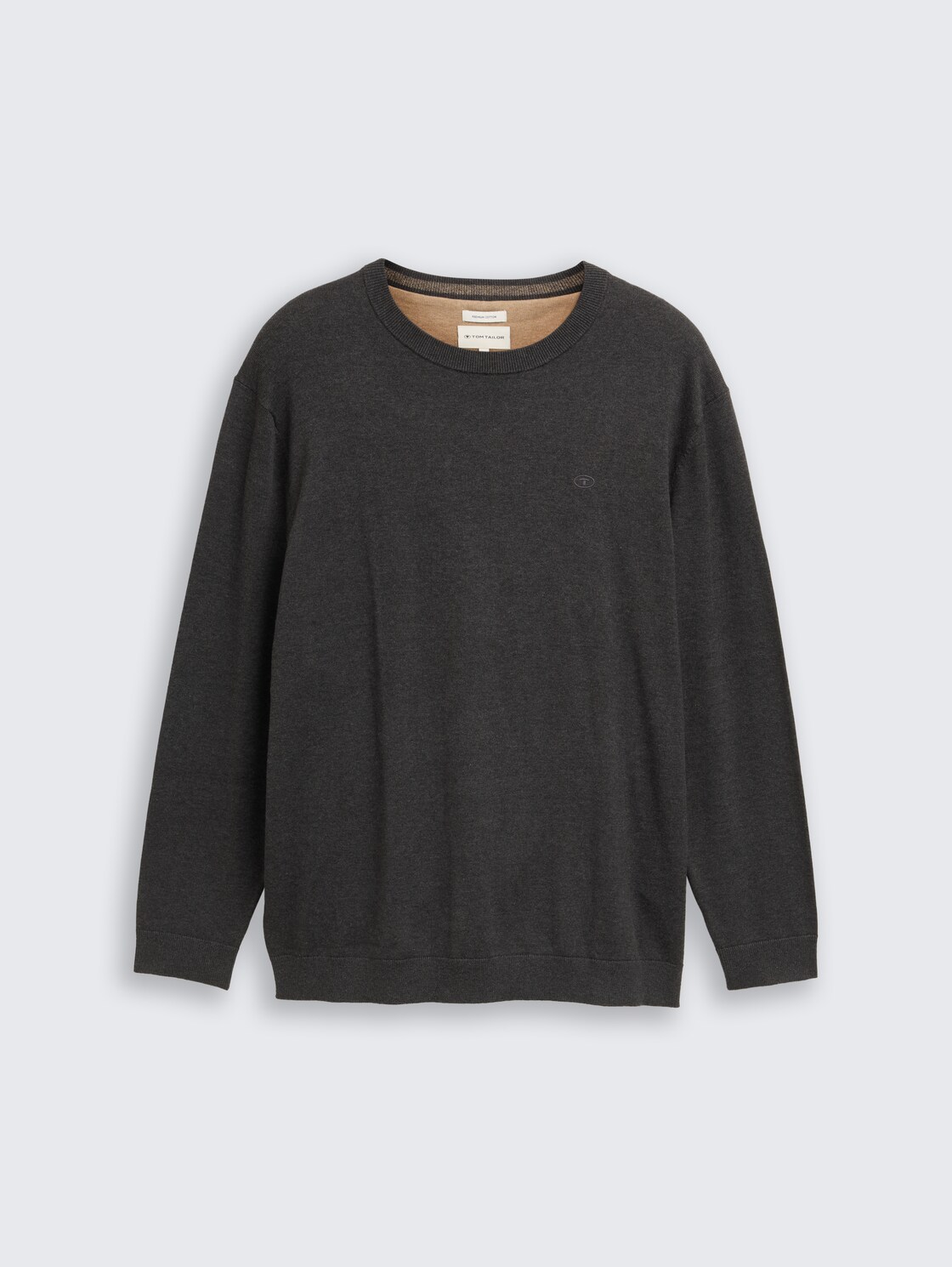 Plus Size - Strickpullover mit Logo Stickerei - Black Grey Melange