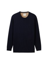 Geselecteerd, Plus Size - Gebreide trui met geborduurd logo door Tom Tailor, blauw