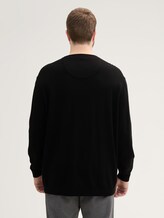 Plus Size - Strickpullover mit Logo Stickerei - Black