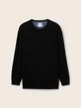 Plus Size - Strickpullover mit Logo Stickerei - Black