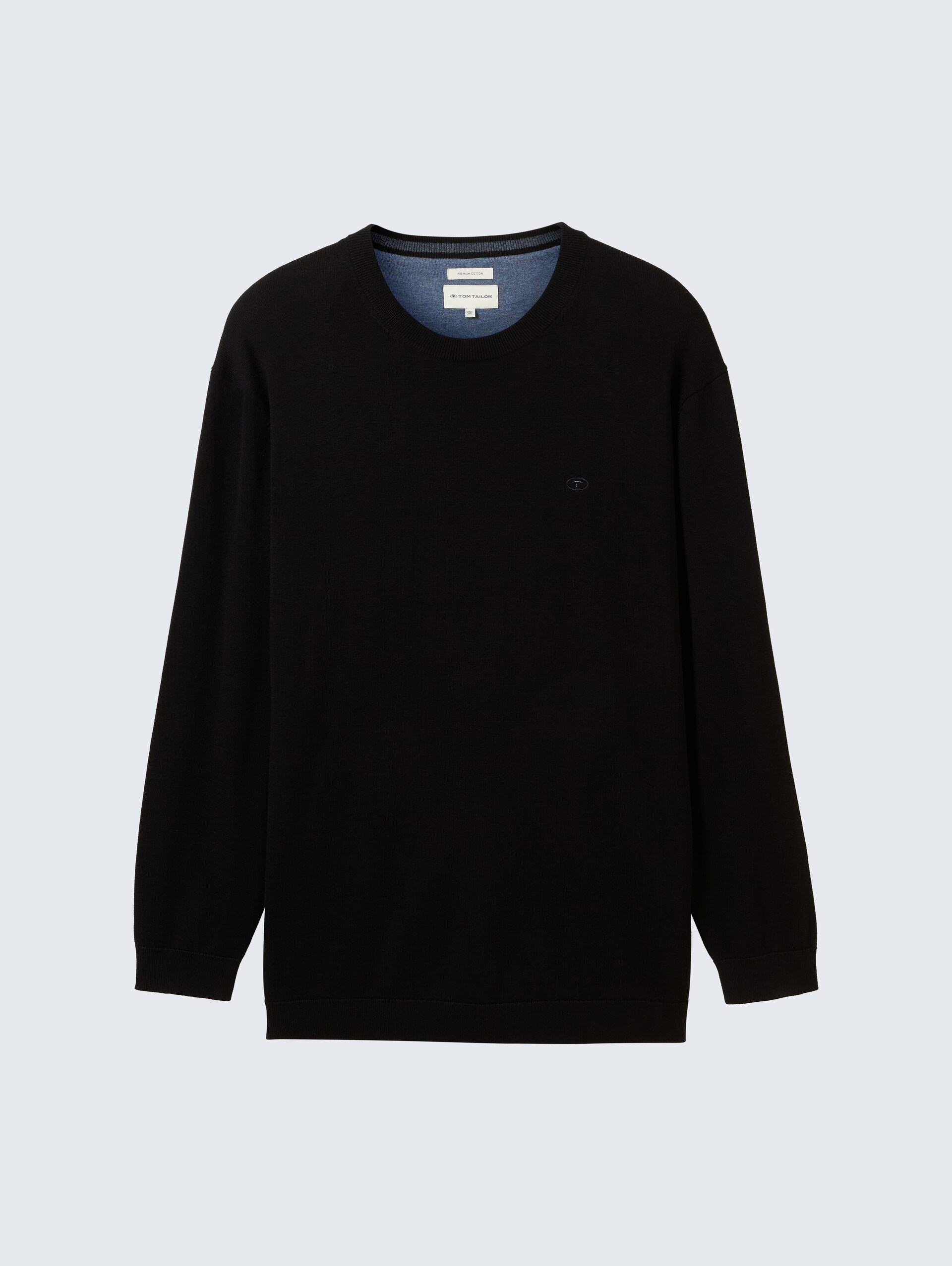 Plus Size - Strickpullover mit Logo Stickerei - Black