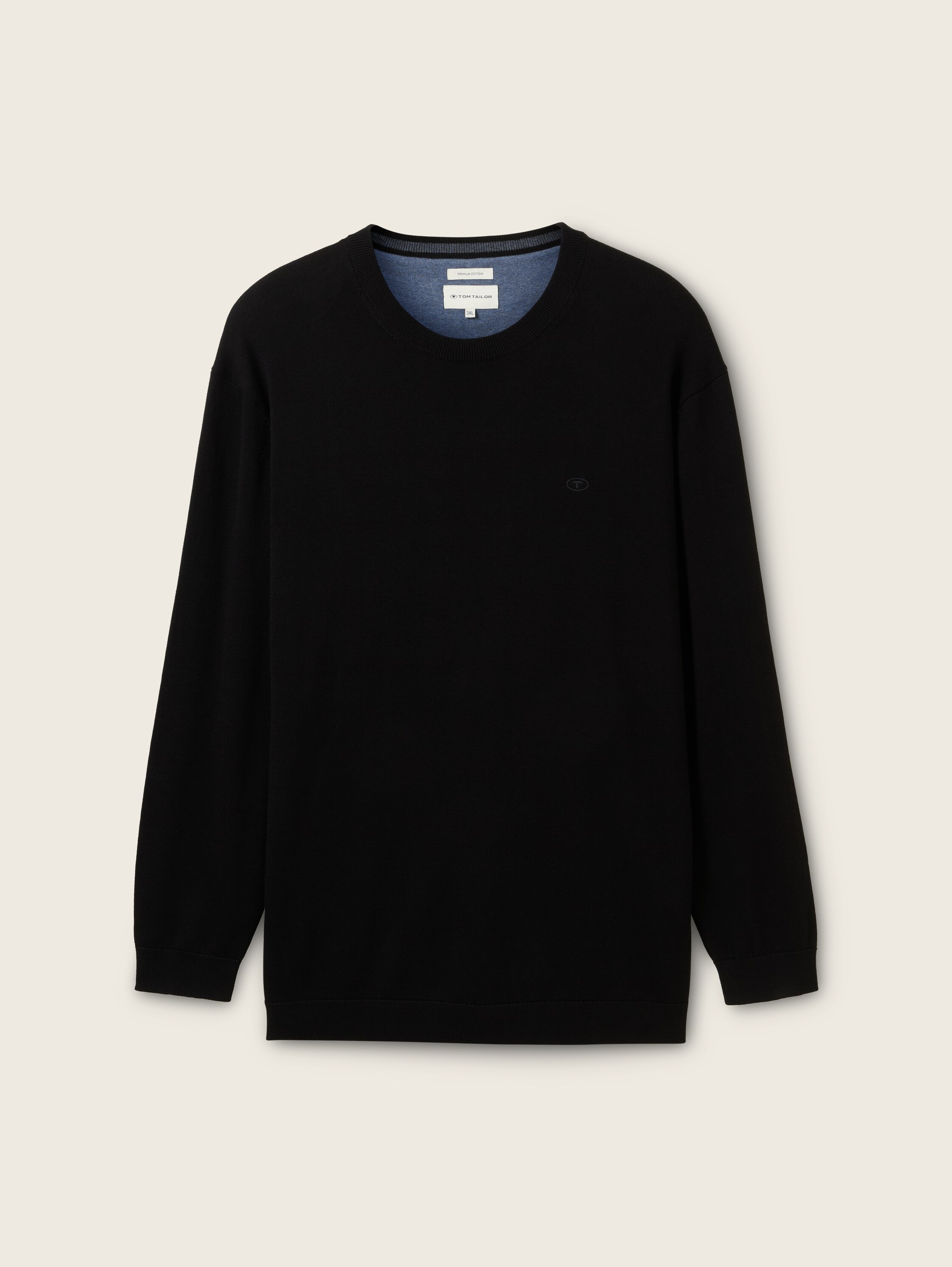 Plus Size - Strickpullover mit Logo Stickerei - black - 