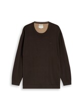Ausgewählt, Plus Size - Strickpullover mit Logo Stickerei von Tom Tailor, braun