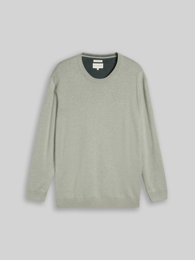 Plus Size - Gebreide trui met geborduurd logo door Men Plus Size, iron mint melange