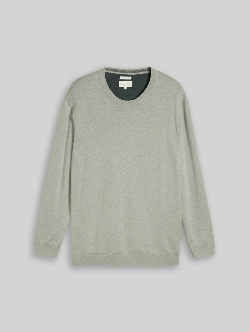 Plus Size - knitted jumper with embroidered logo by Men Plus Size, iron mint melange
