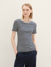 T-shirt basique en pack de 2 - dark blue white stripe - Découpe Vue de face du modèle