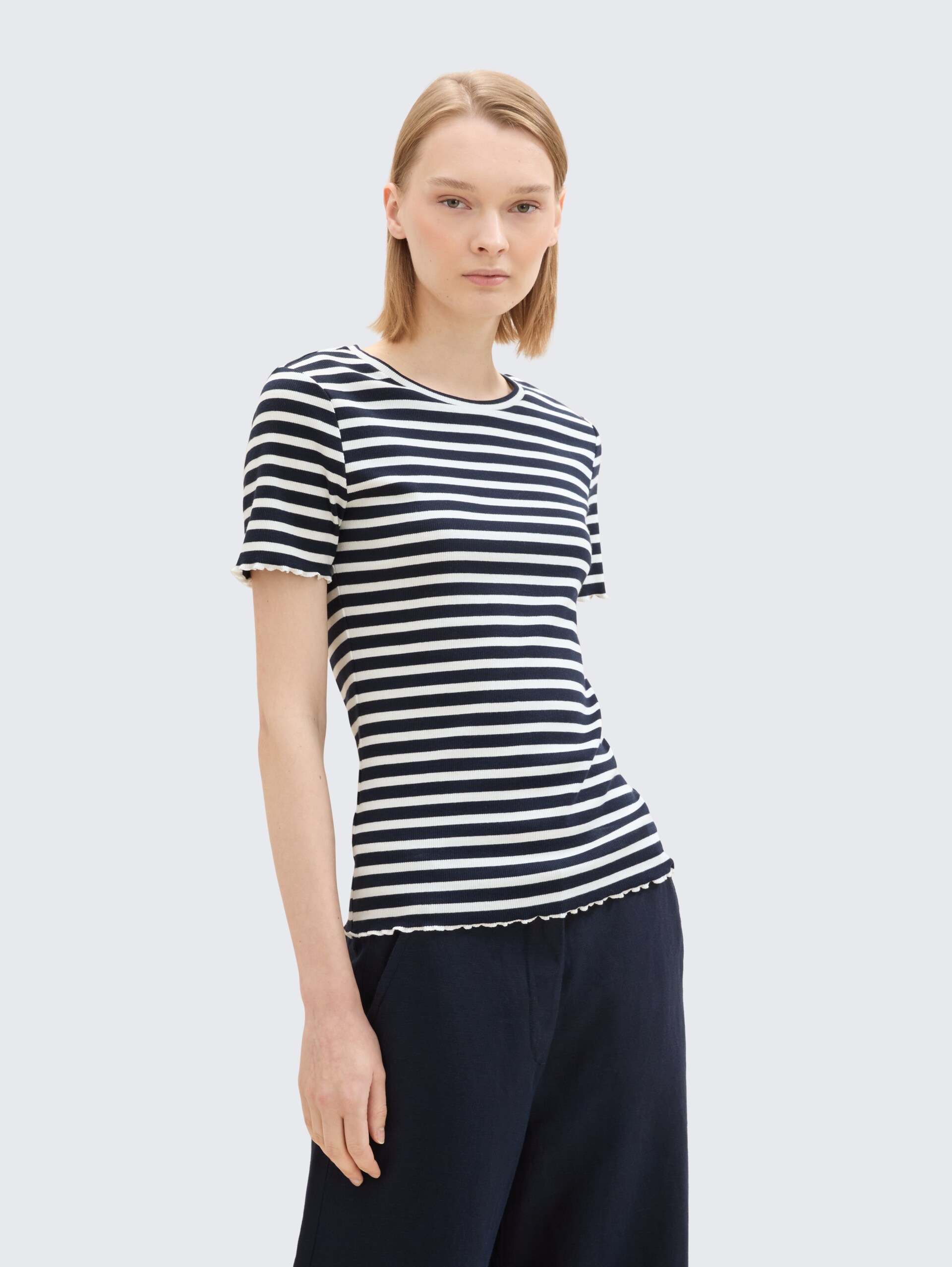 Ripp T-Shirt im 2er-Pack - dark blue white stripe