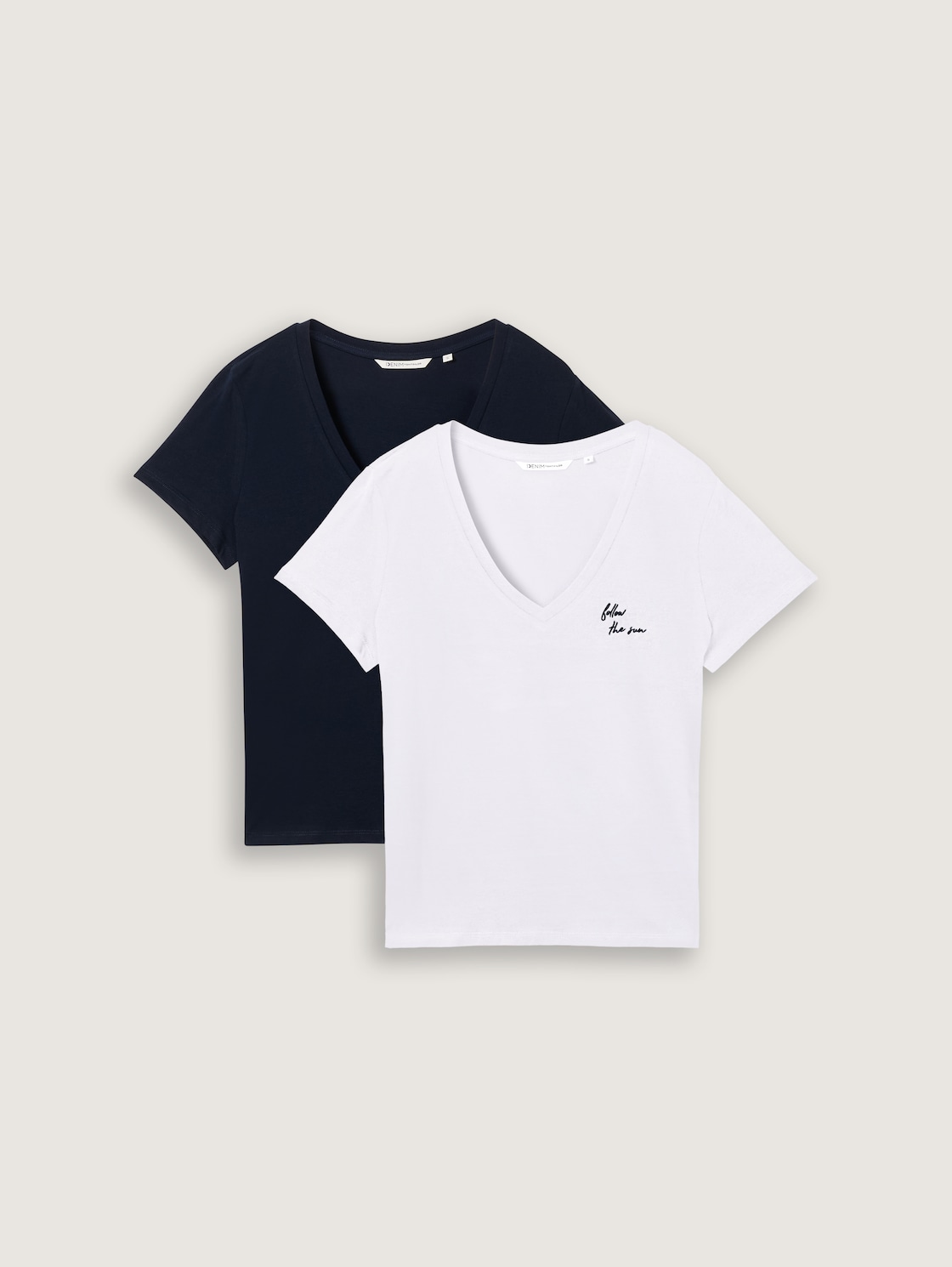 T-Shirt mit V-Ausschnitt im 2er-Pack - sky captain blue - Vorder-Produkt-Ansicht