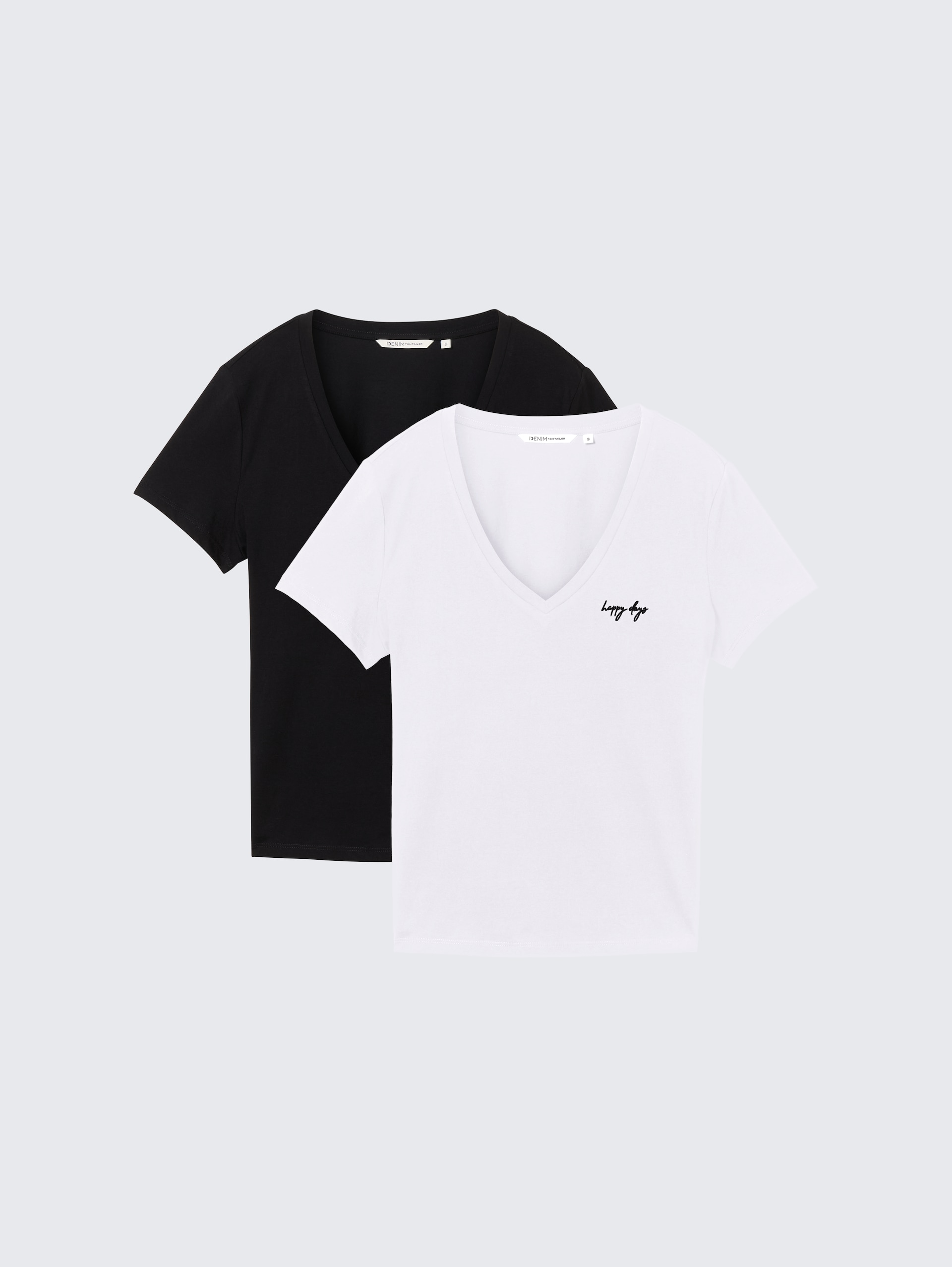 T-Shirt mit V-Ausschnitt im 2er-Pack - deep black - Vorder-Produkt-Ansicht
