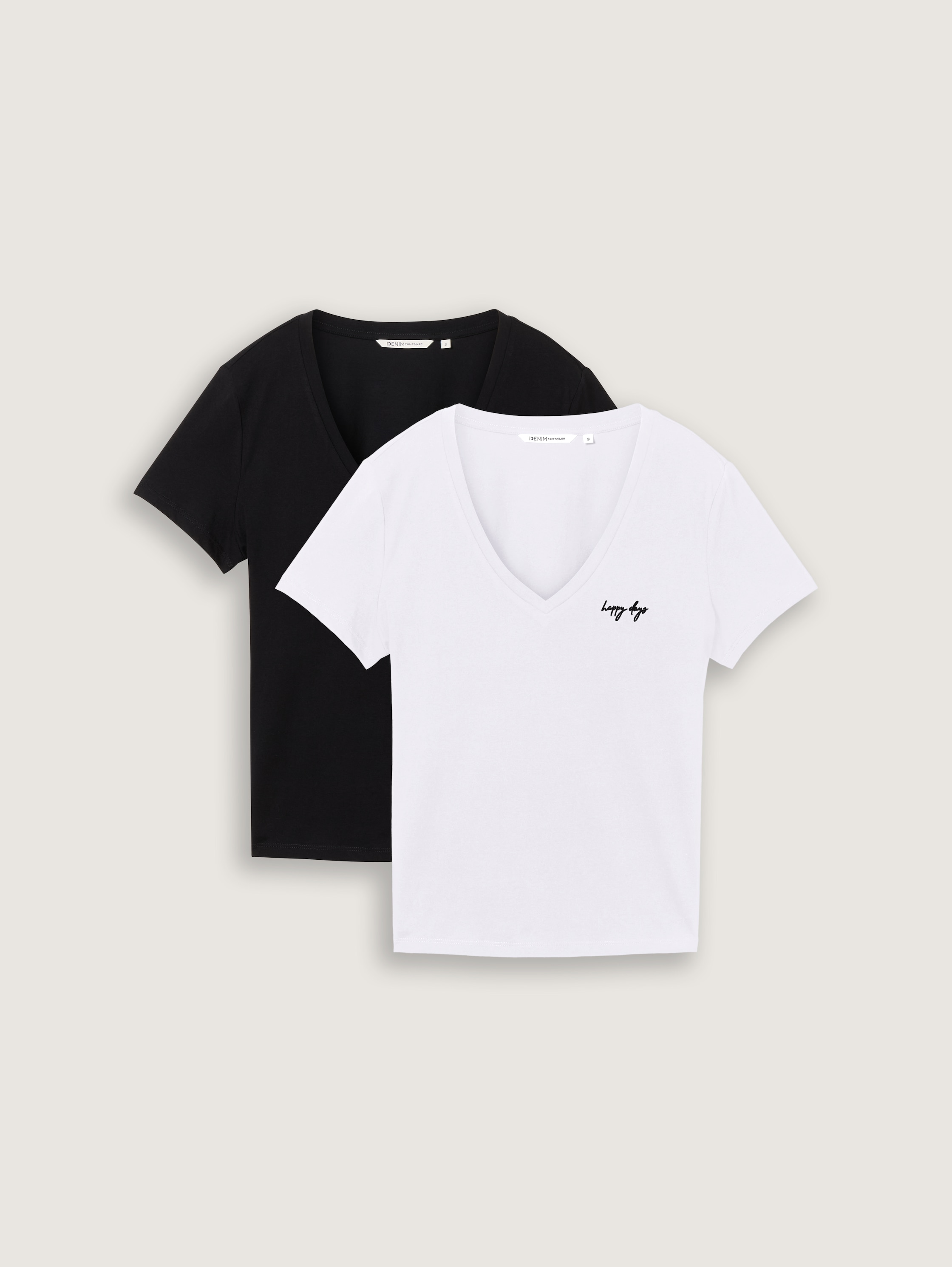 T-Shirt mit V-Ausschnitt im 2er-Pack - deep_black_1 - Vorder-Produkt-Ansicht