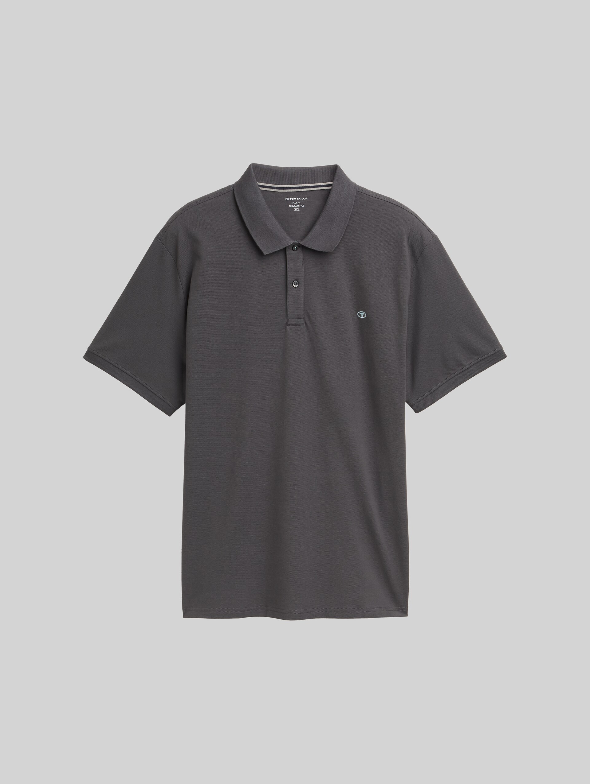 Plus Size - Piqué Poloshirt mit Logo-Stickerei - Dark Shadow